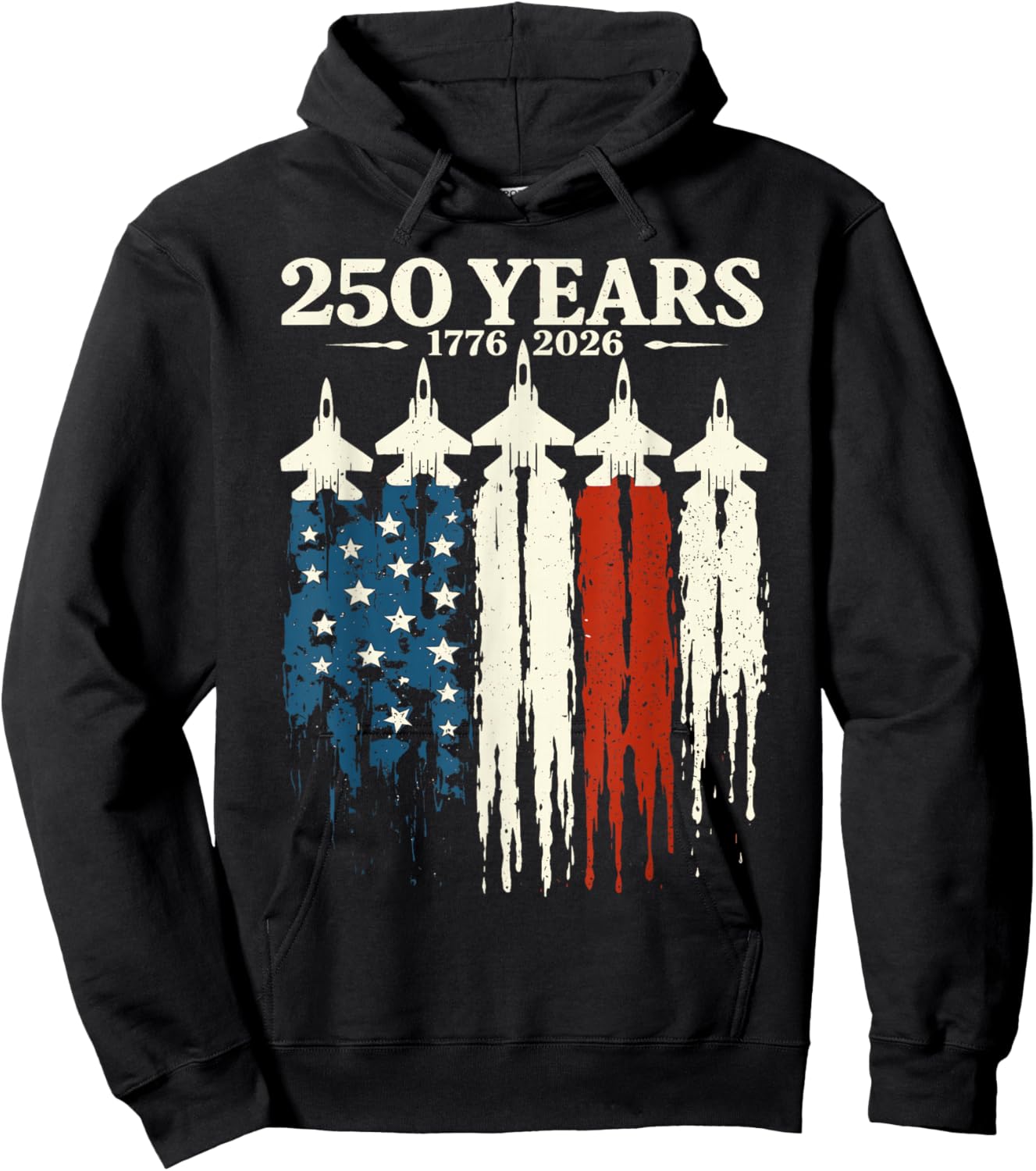Flag Vintage 250 Years American 1776 2026 250th USA Birthday Hoodie - Hoodie | Black