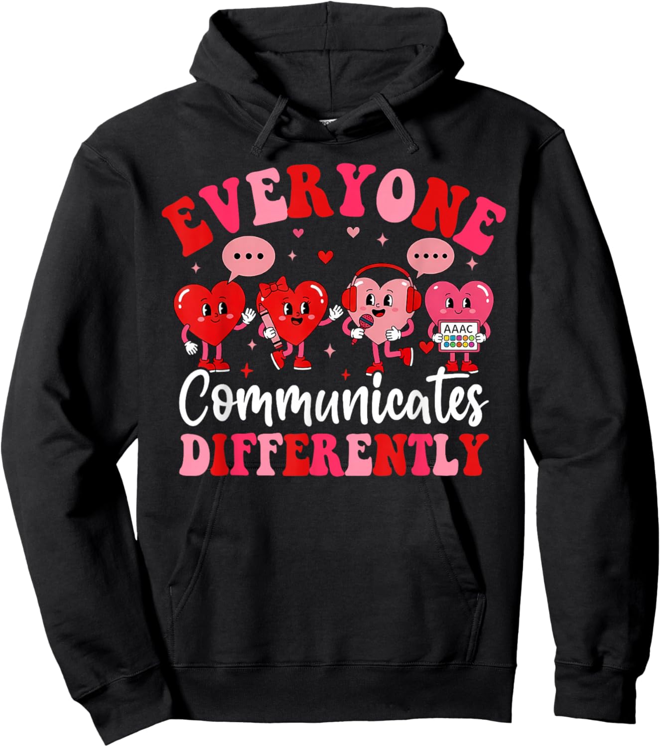 Speech Therapy SLP Communication Valentines Autism Hoodie - Hoodie | Black