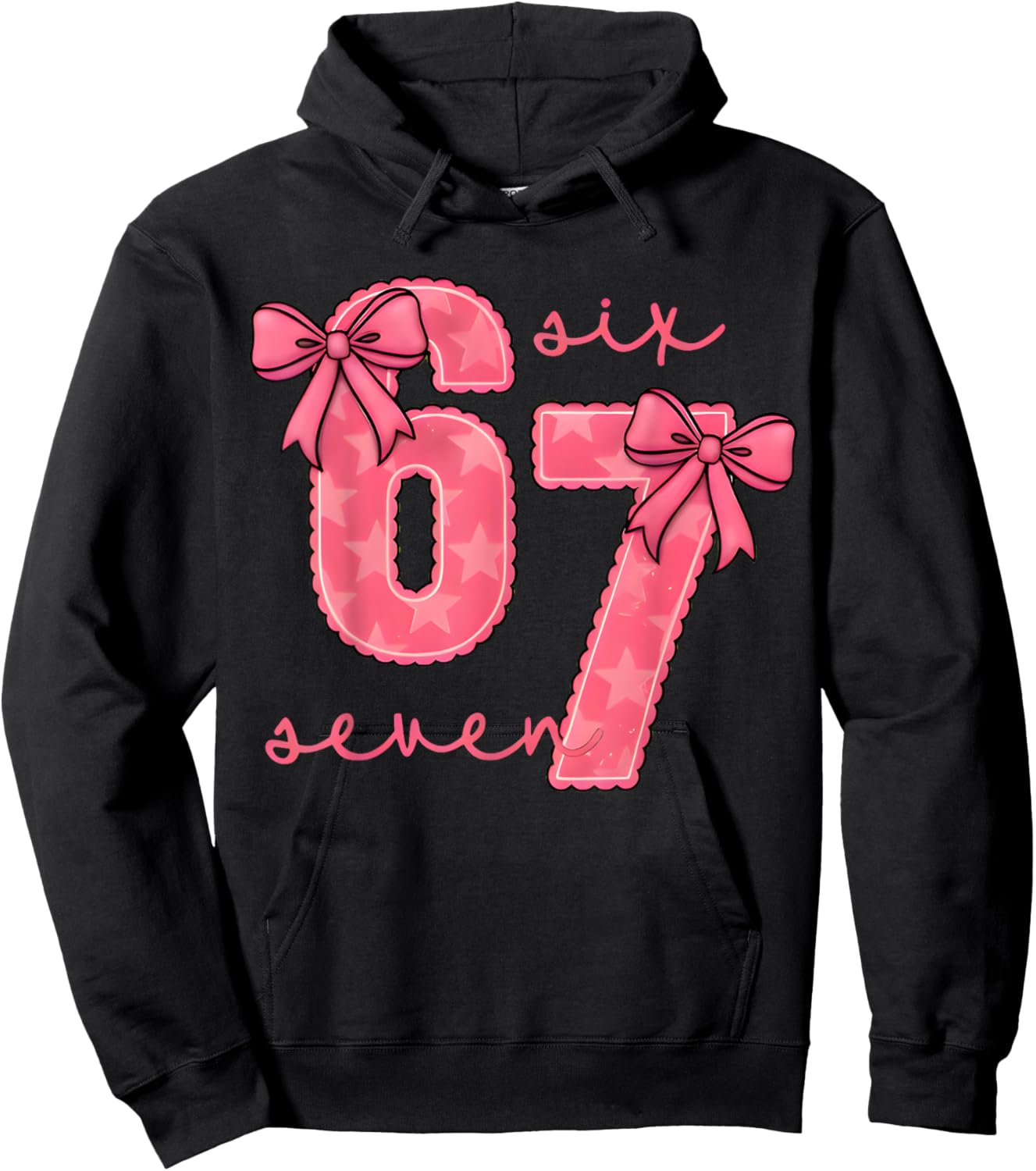 Funny 6 7 Six Seven 67 Meme Valentines Day Hoodie - Hoodie | Black