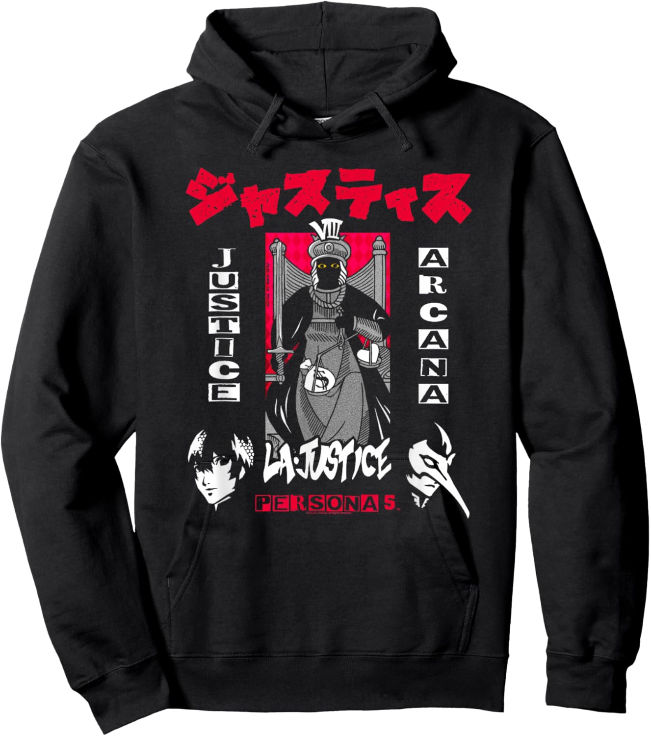 Persona 5 Justice Arcana with Kanji RPG Video Game Hoodie - Hoodie | Black