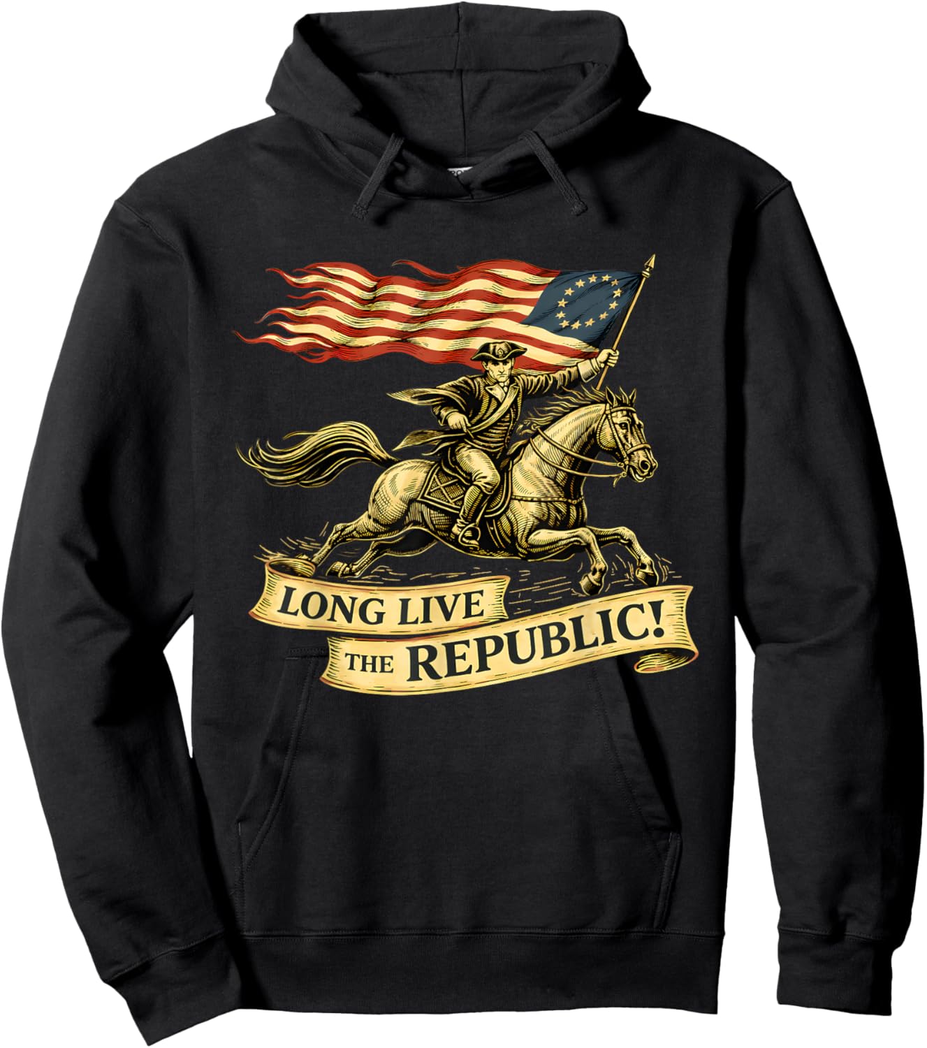 Minuteman Long Live The Republic USA 1776 2026 4th of July Hoodie - Hoodie | Black