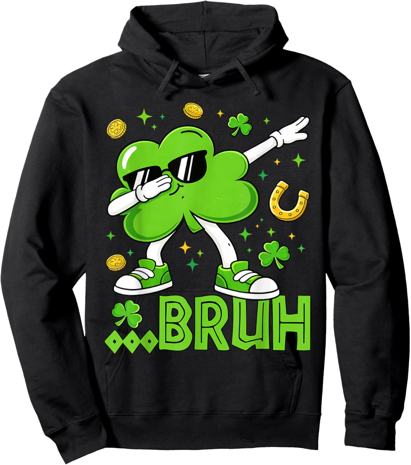 Lucky Shamrock Dab Bruh Leprechaun St Patrick's Day Boys Kid Hoodie - Hoodie | Black