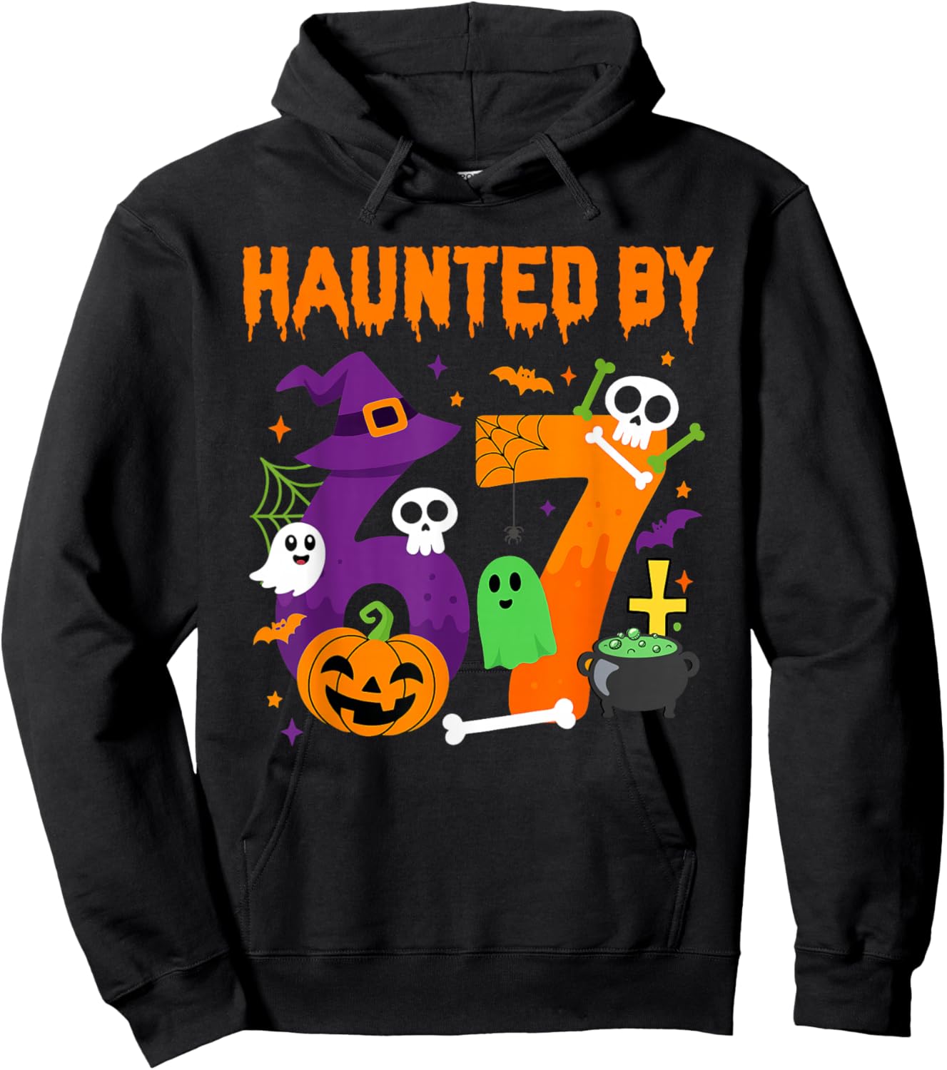 Haunted by 67 Funny Six Seven Meme 6 7 Halloween Costume Hoodie - Hoodie | Black