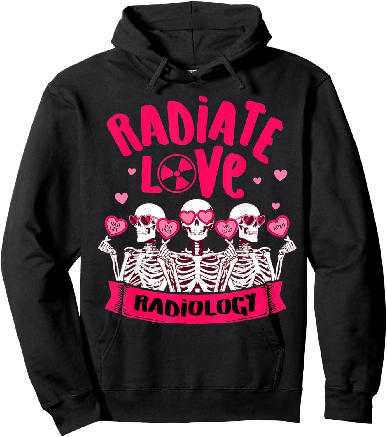 Valentine’s Day Radiate Love Radiology Rad Tech Squad MRI Hoodie - Hoodie | Black