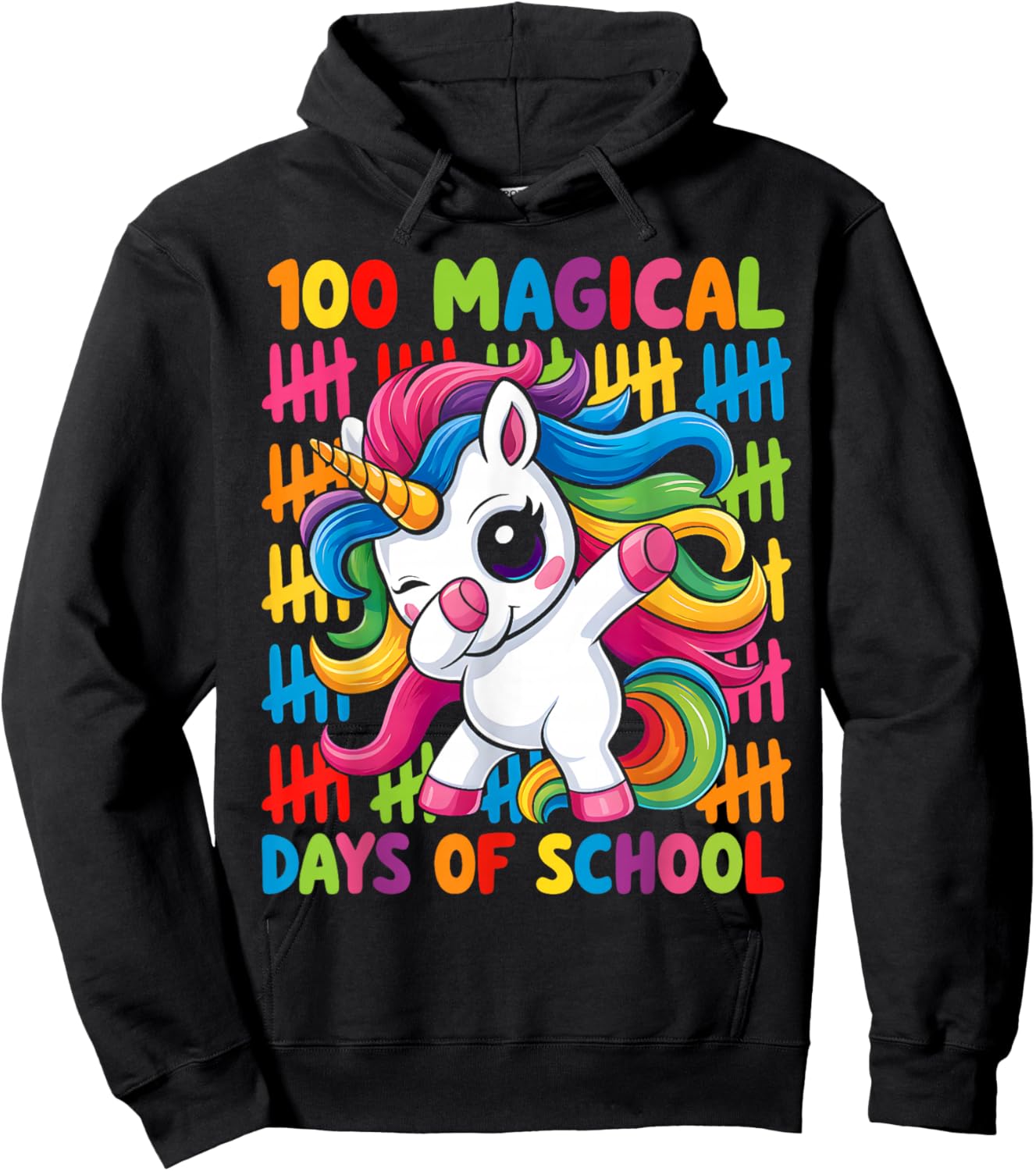 100 Magical Days of School Unicorn Girls Kids 100th Day Hoodie - Hoodie | Black
