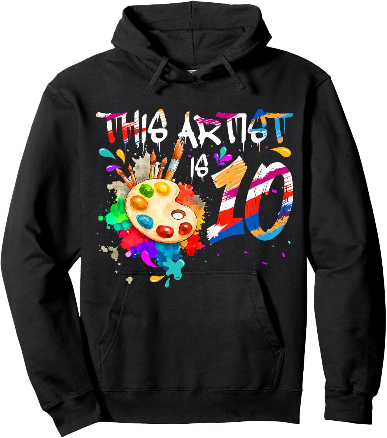 This Artist is 10 Years Old Birthday 10th Painting Art Party Hoodie - Hoodie | Black