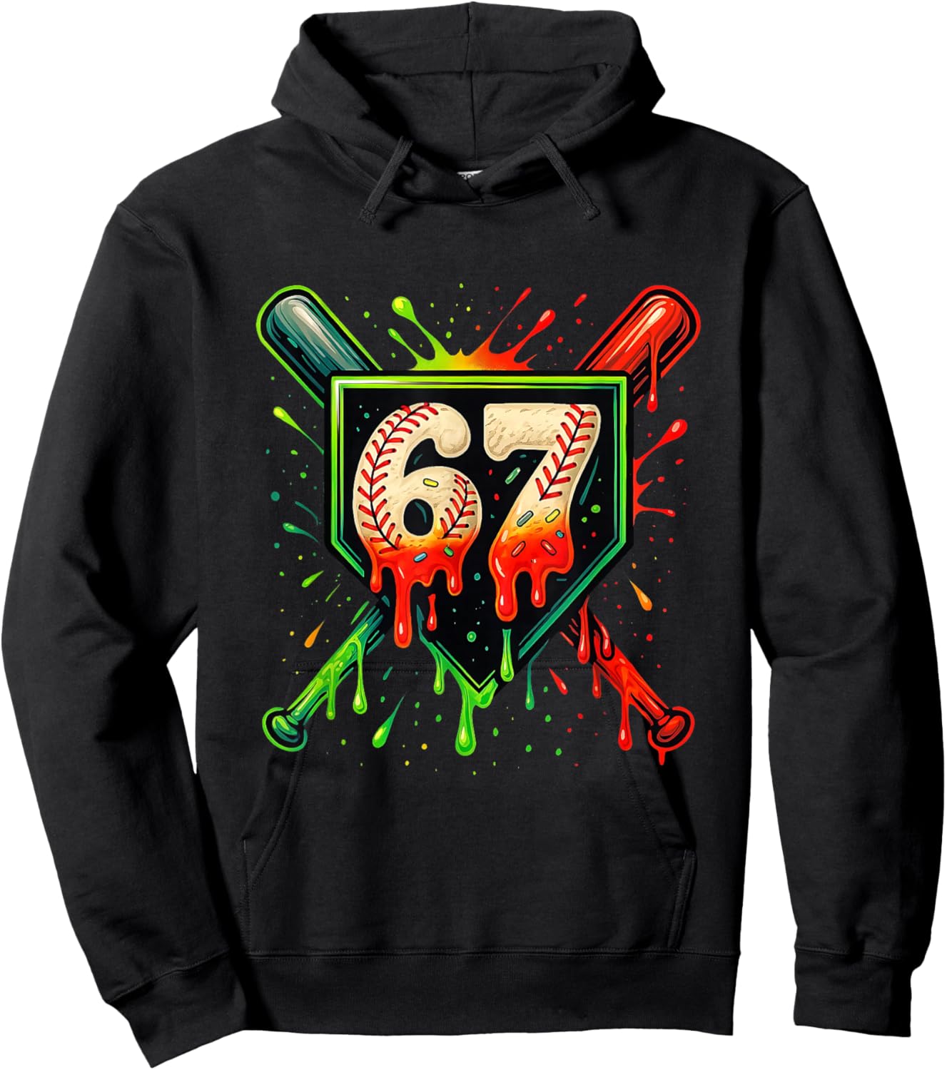 Baseball Six Seven 67 Meme Ice Cream Drip Xmas Men Women Hoodie - Hoodie | Black