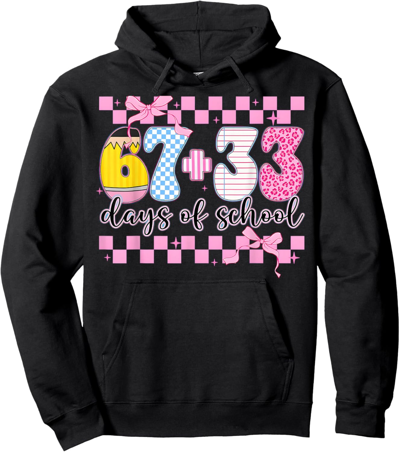 Coquette 67 33 Days of School for Teacher Kids 100th Days Hoodie - Hoodie | Black