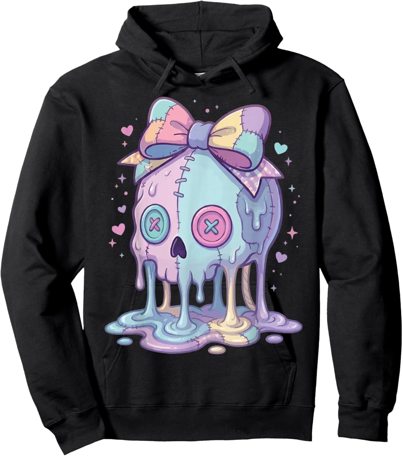 Melting Skull Pastel Goth Cute Aesthetic Hoodie - Hoodie | Black