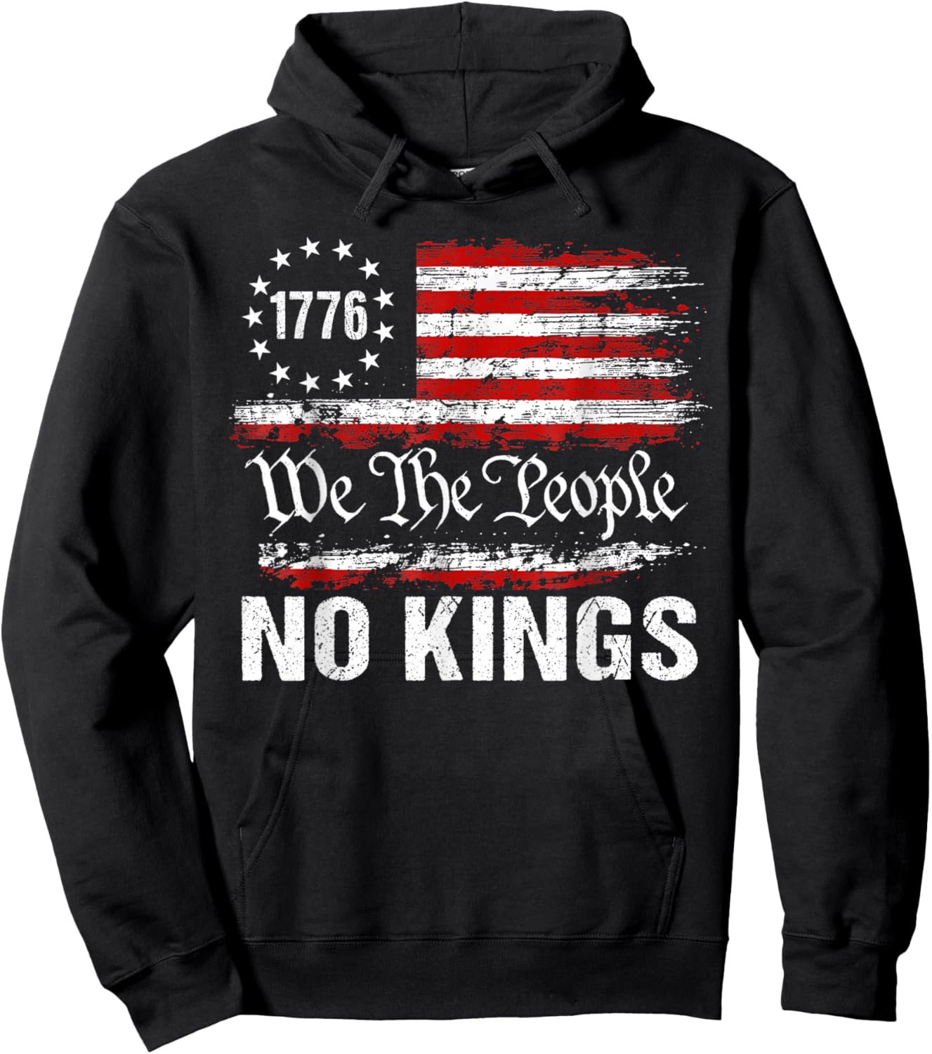 No Kings in America US Flag Vintage No Kings Hoodie - Hoodie | Black