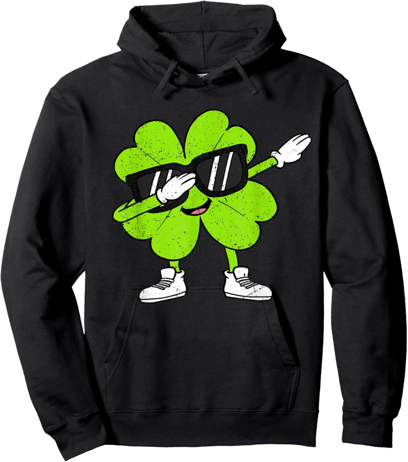 Boys St Patricks Day Toddler Lucky Dabbing Shamrock Clover Hoodie - Hoodie | Black