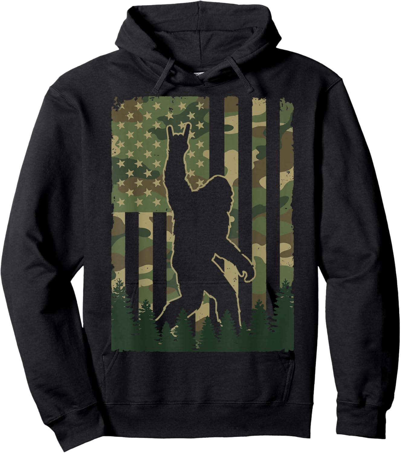 Bigfoot USA Flag Hoodie - Hoodie | Black