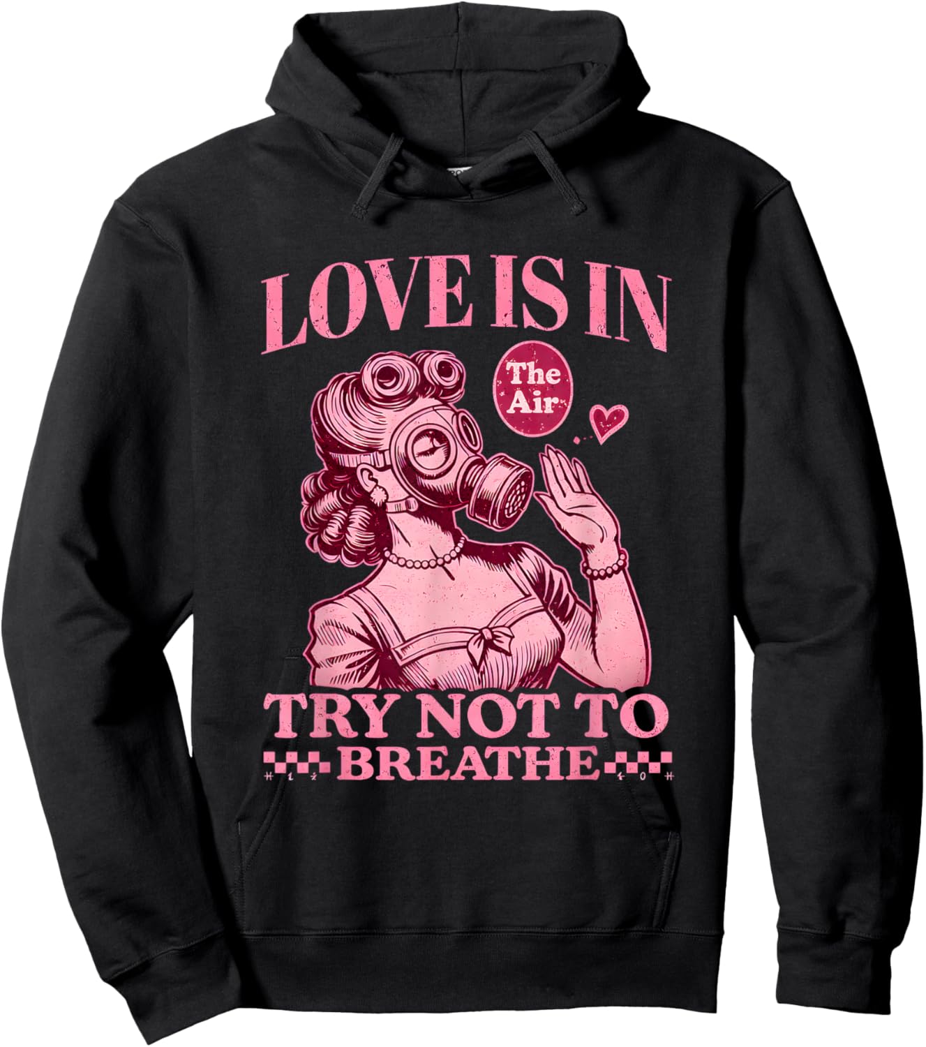 Funny Retro Valentine Gas Mask Love is in The Air Joke Hoodie - Hoodie | Black