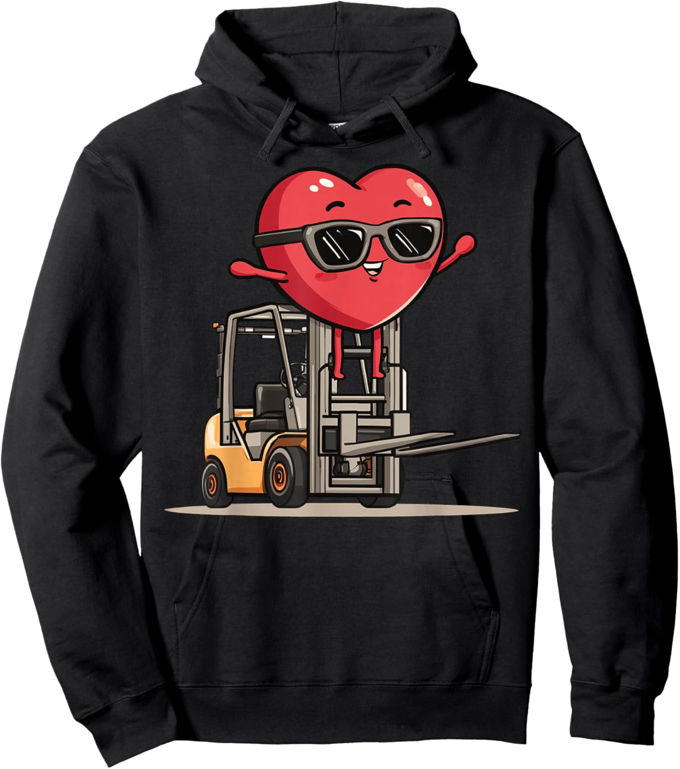 Forklift Operator Heart Forklift Driver Valentine's Day Hoodie - Hoodie | Black
