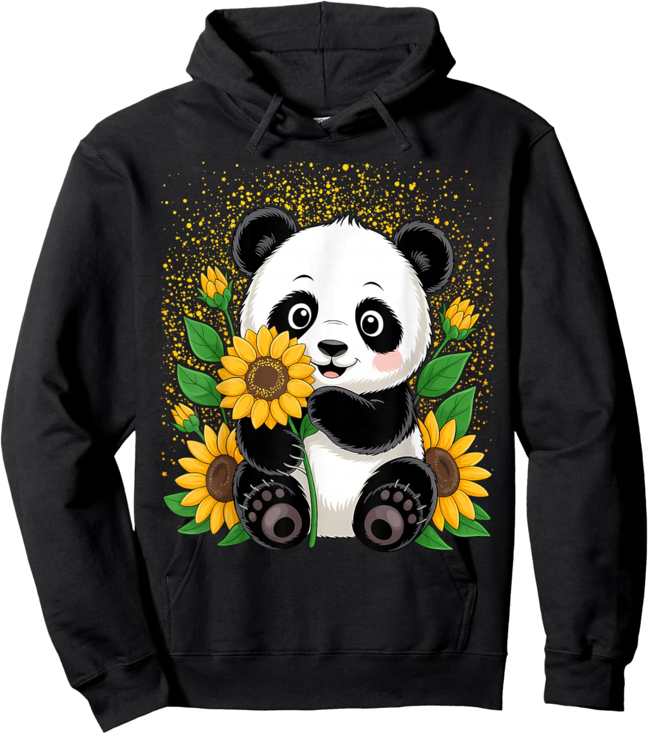 Panda Bear with Sunflowers, Panda Bear Hoodie - Hoodie | Black
