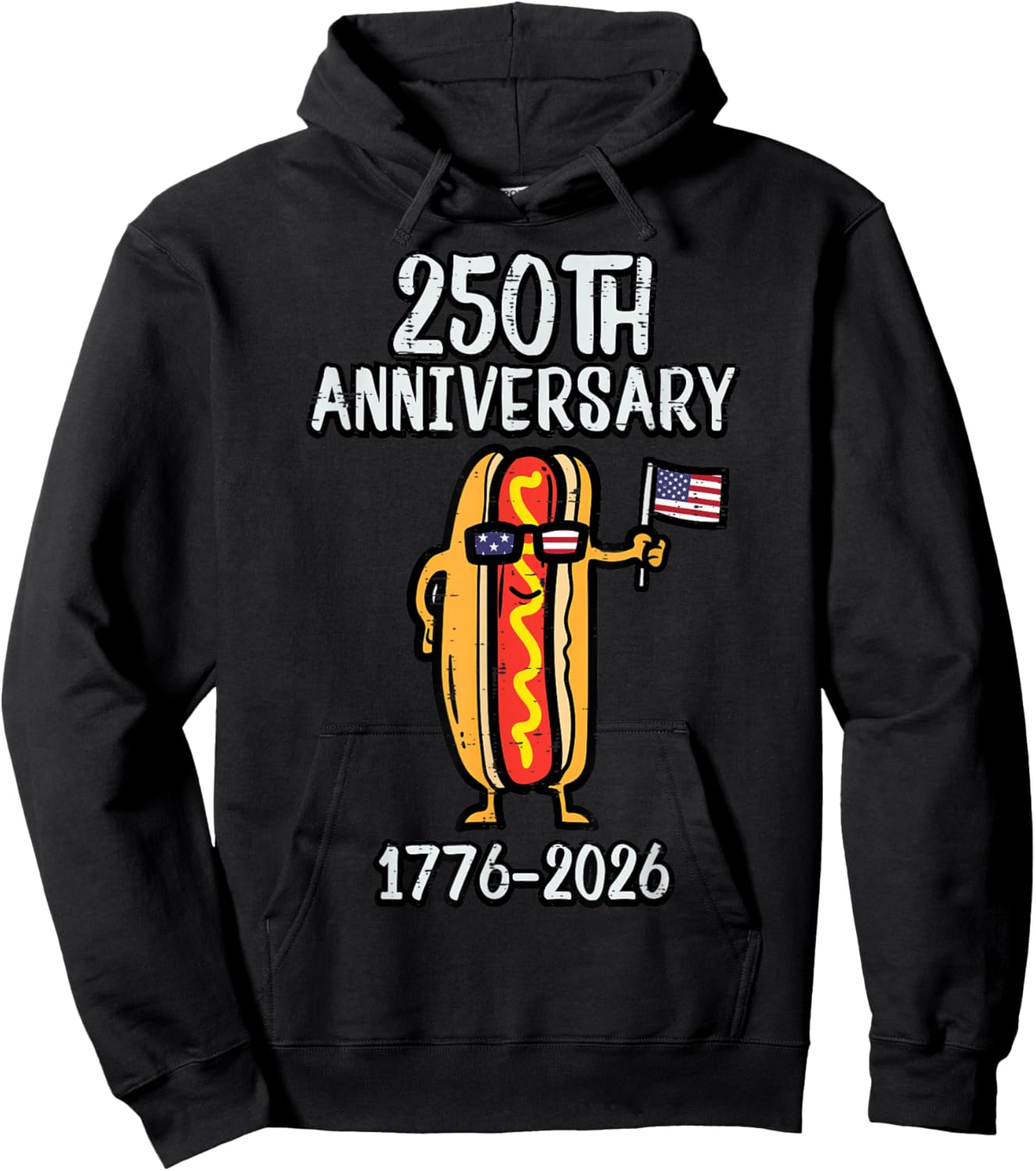 250th Anniversary Hotdog 1776 2026 250 Years USA Women Men Hoodie - Hoodie | Black