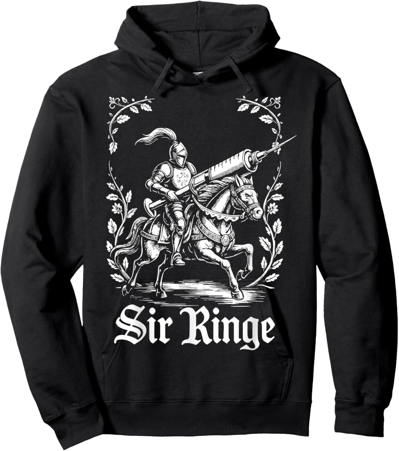 Sir Ringe Nurse Funny Pun Syringe Knight Hoodie - Hoodie | Black