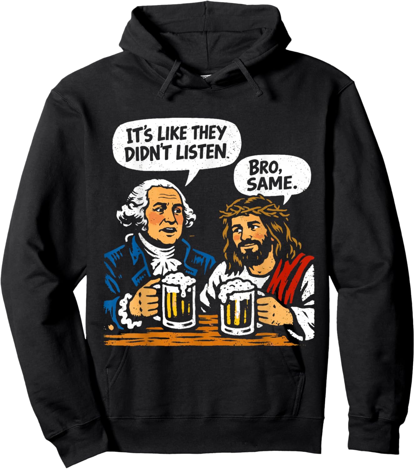 George Washington and Jesus Hoodie - Hoodie | Black