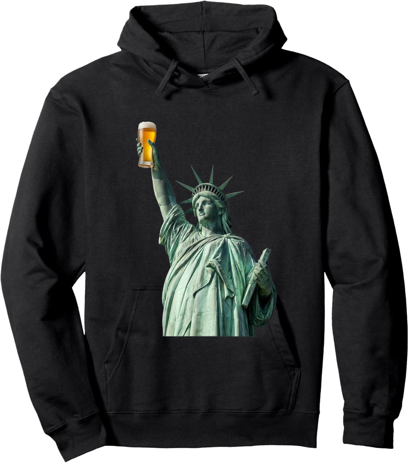 Funny Beer Statue of Liberty Drinking Bar Party Humor Gift Hoodie - Hoodie | Black