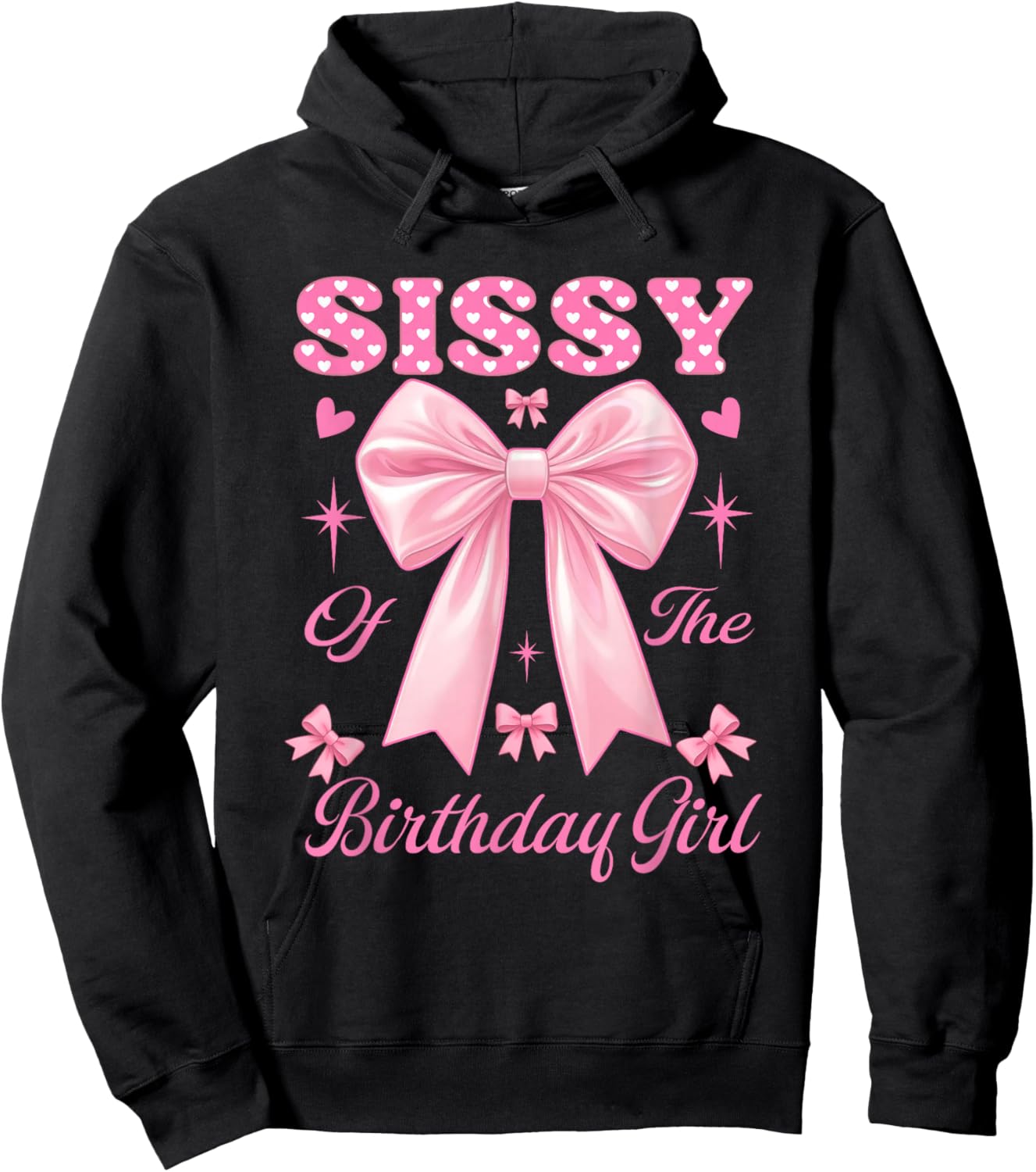 Sissy Birthday Girl Matching Coquette Pink Bow Hoodie - Hoodie | Black