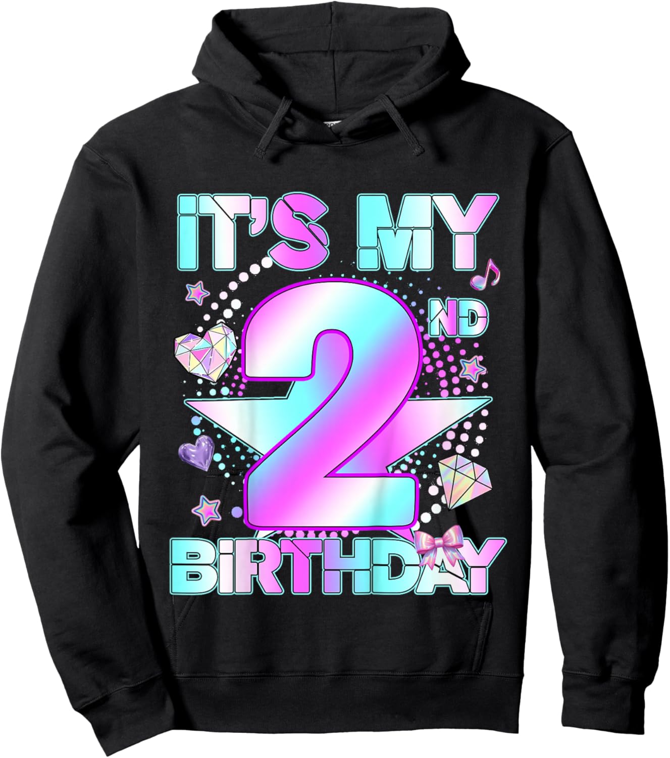 2 Years Old Birthday Kpop Kids Toddler 2nd Birthday Girl Hoodie - Hoodie | Black