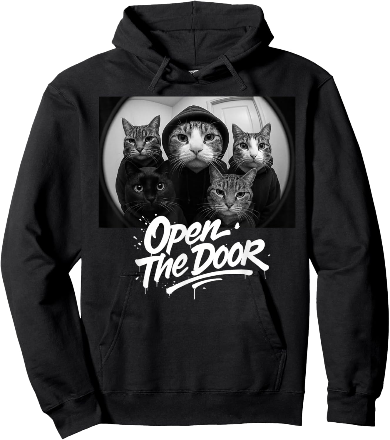 Open The Door Funny Cat Meme Hoodie - Hoodie | Black