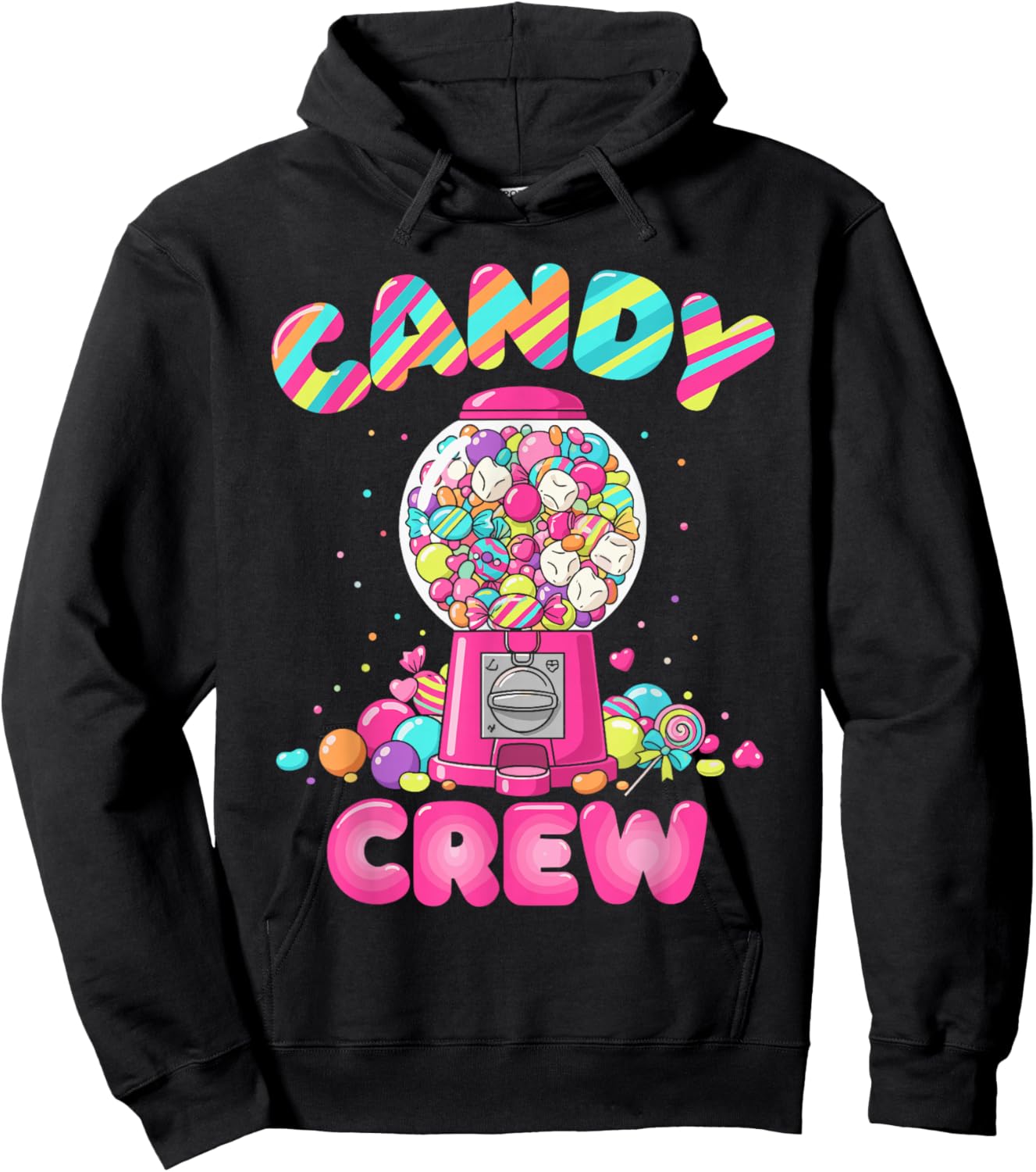 Candy Land Costume Adult Women, Colorful Sweet Candy Crew Hoodie - Hoodie | Black