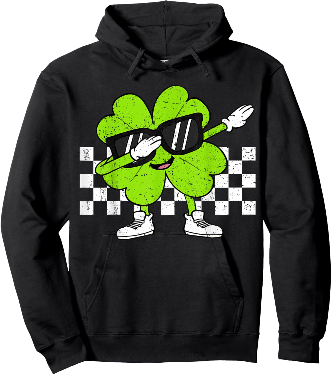 Boys St Patricks Day Toddler Lucky Dabbing Shamrock Clover Hoodie - Hoodie | Black