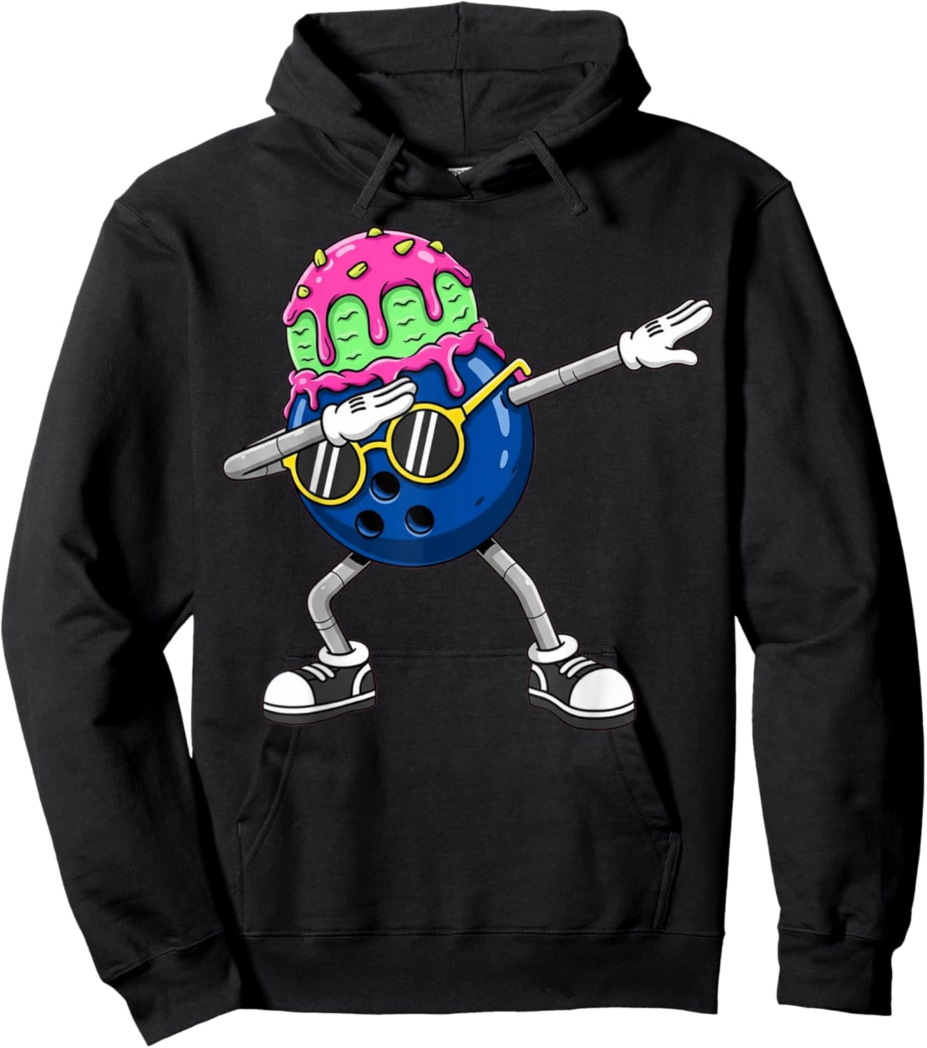 Dabbing Bowling Ball Drip Ice Cream Kids Youth Boys Girls Hoodie - Hoodie | Black