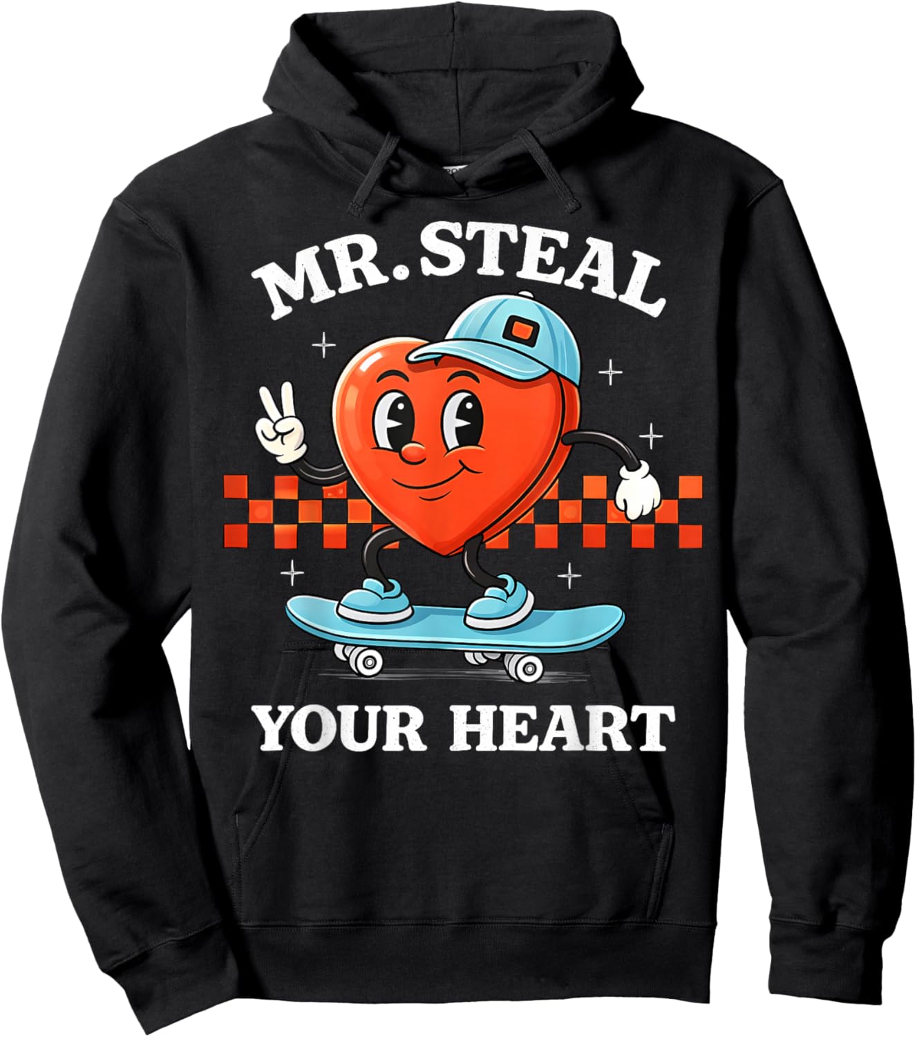 Valentines Day Mr. Steal Your Heart Skateboard Kids Boys Hoodie - Hoodie | Black
