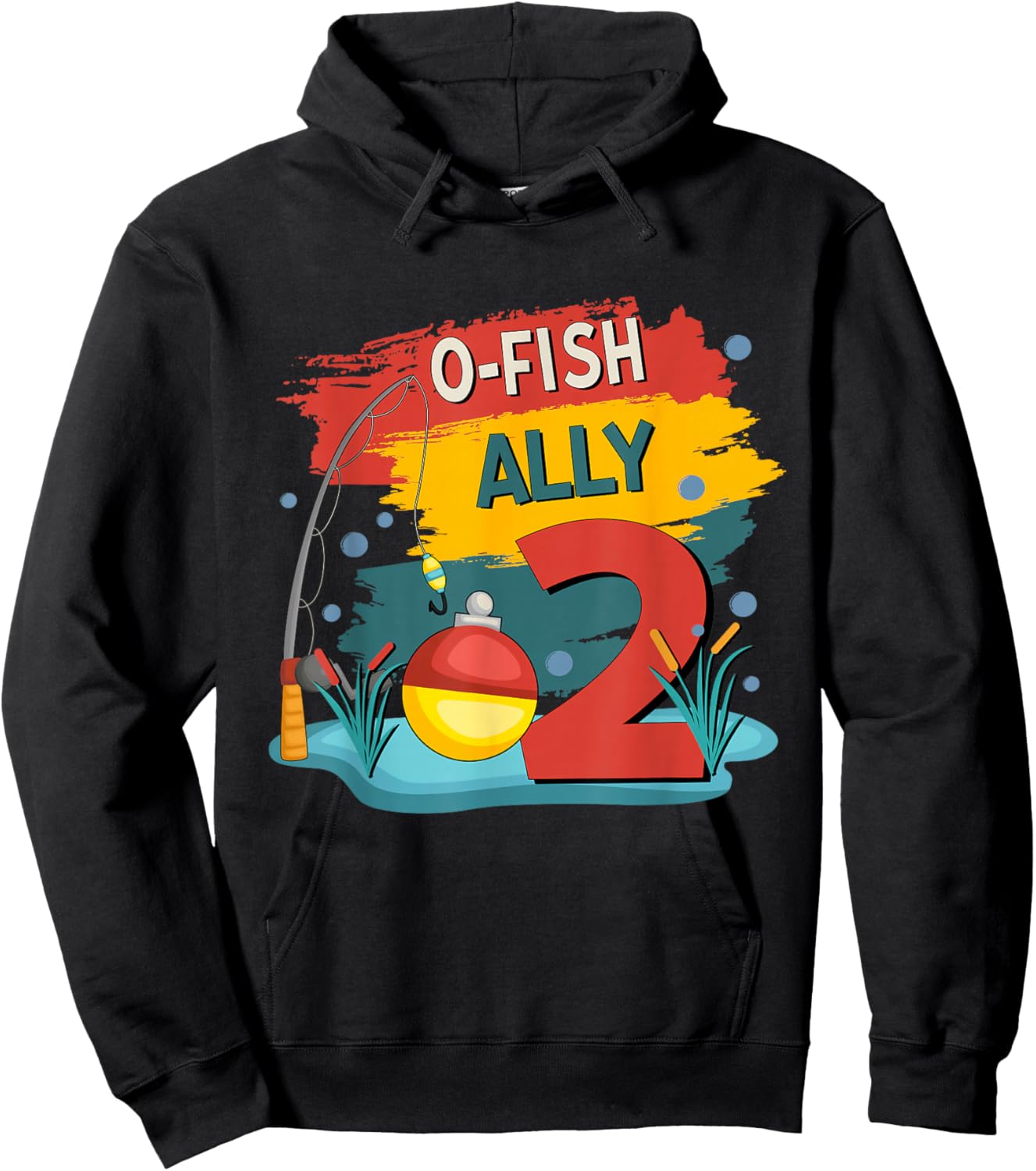 2 Years Old Boy O'Fishally 2 Birthday Fishing Themed Party Hoodie - Hoodie | Black