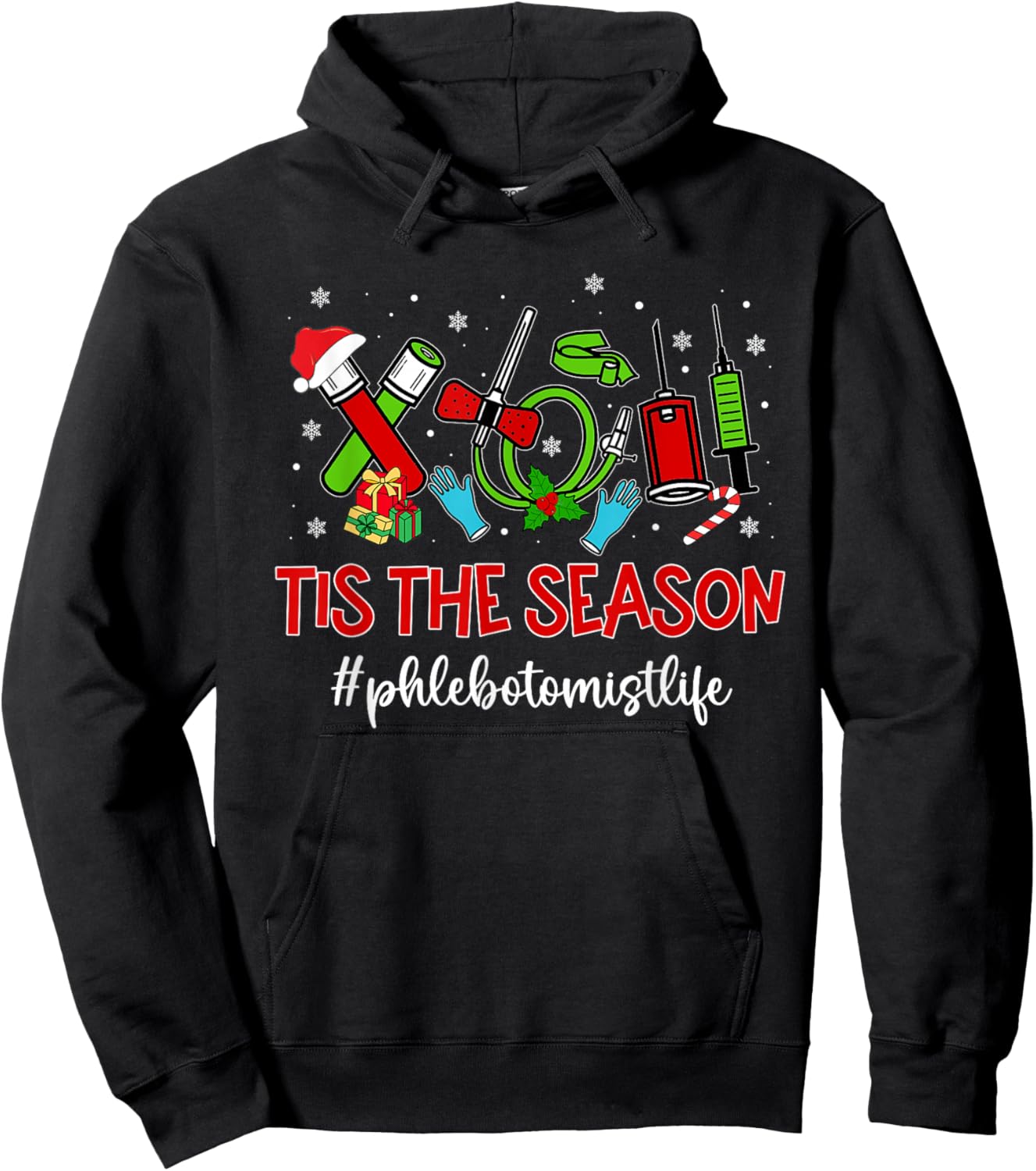 Christmas Phlebotomist Phleb Tech Phlebotomy Technician Hoodie - Hoodie | Black