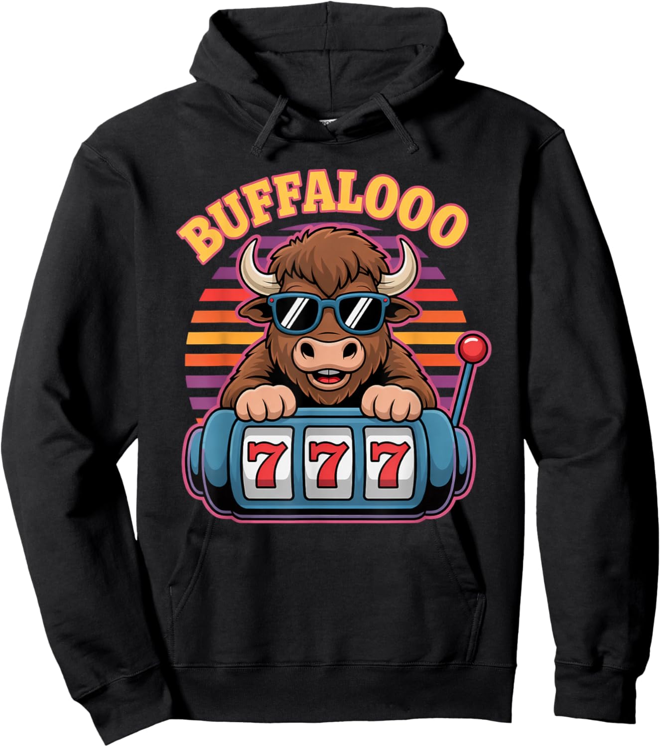 Buffalo Casino Slot Machine Jackpot Gamblers Vegas Poker Hoodie - Hoodie | Black