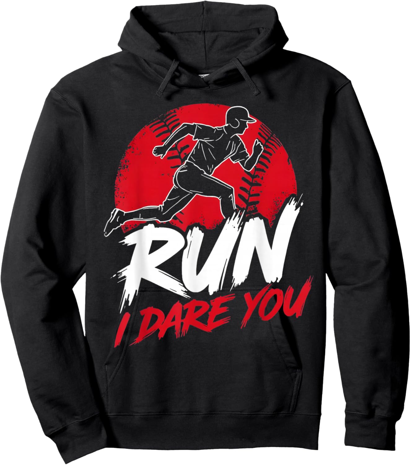 Vintage Humor Baseball Apparel Run I Dare You Hoodie - Hoodie | Black