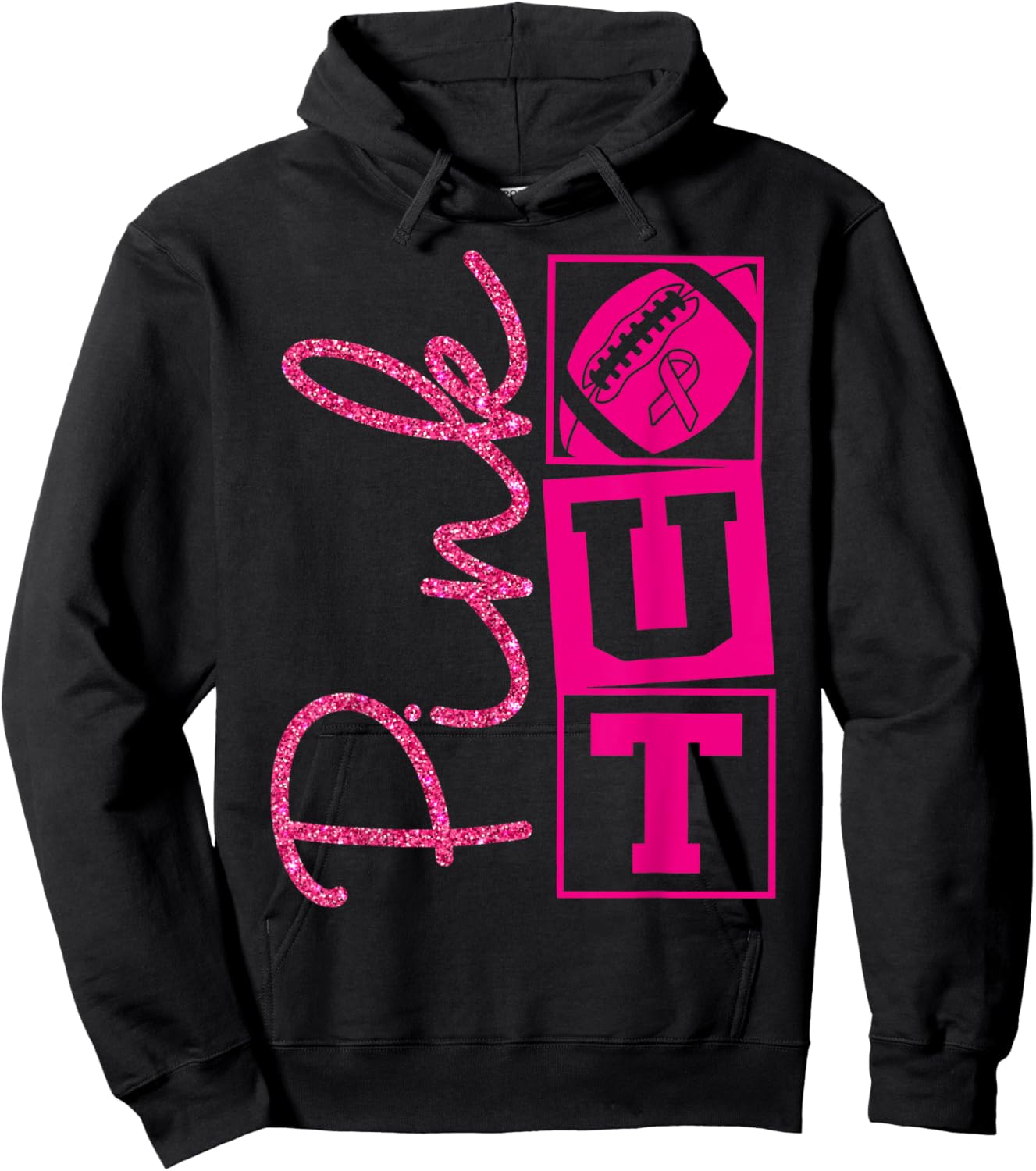 Pink Out Breast Cancer Awareness Football Sports Men Cheer Hoodie - Hoodie | Black