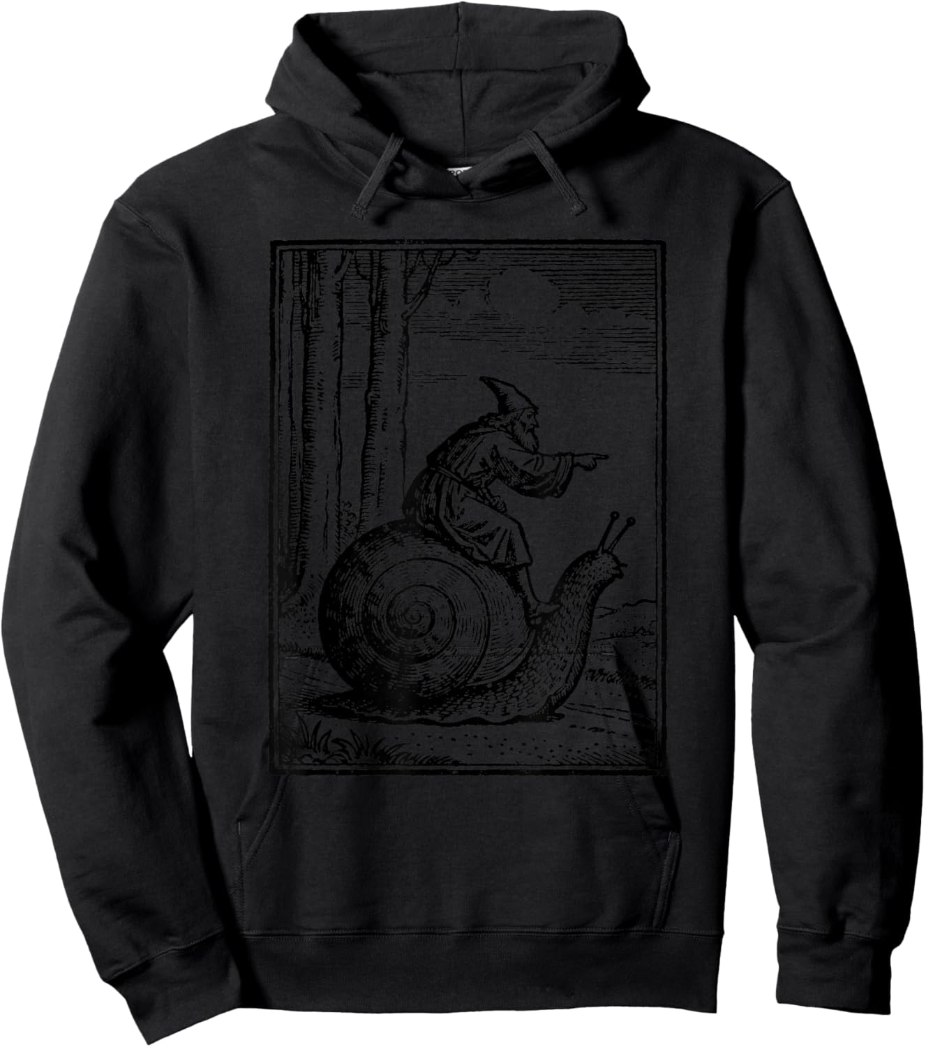 Retro Medieval Wizard Snail Rider Hoodie - Hoodie | Black
