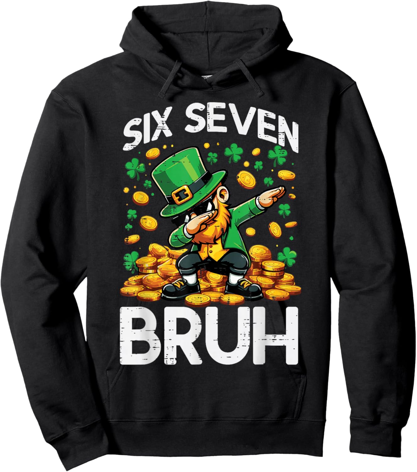 6 7 St Patricks Day Six Seven Bruh Leprechaun 67 Kids Youth Hoodie - Hoodie | Black