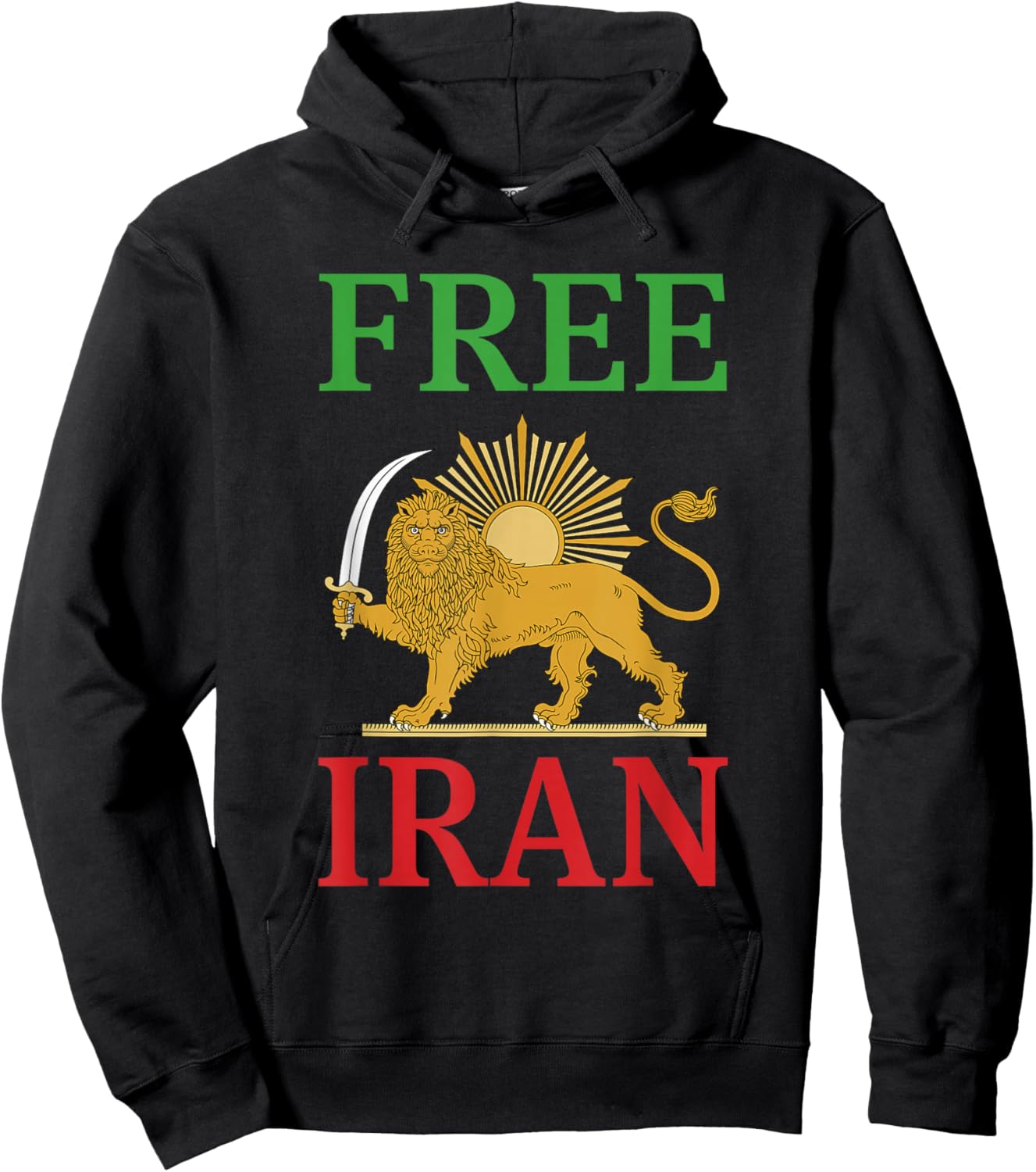 Free Iran Symbol Flag Heartbeat Freedom Love with Lion Hoodie - Hoodie | Black
