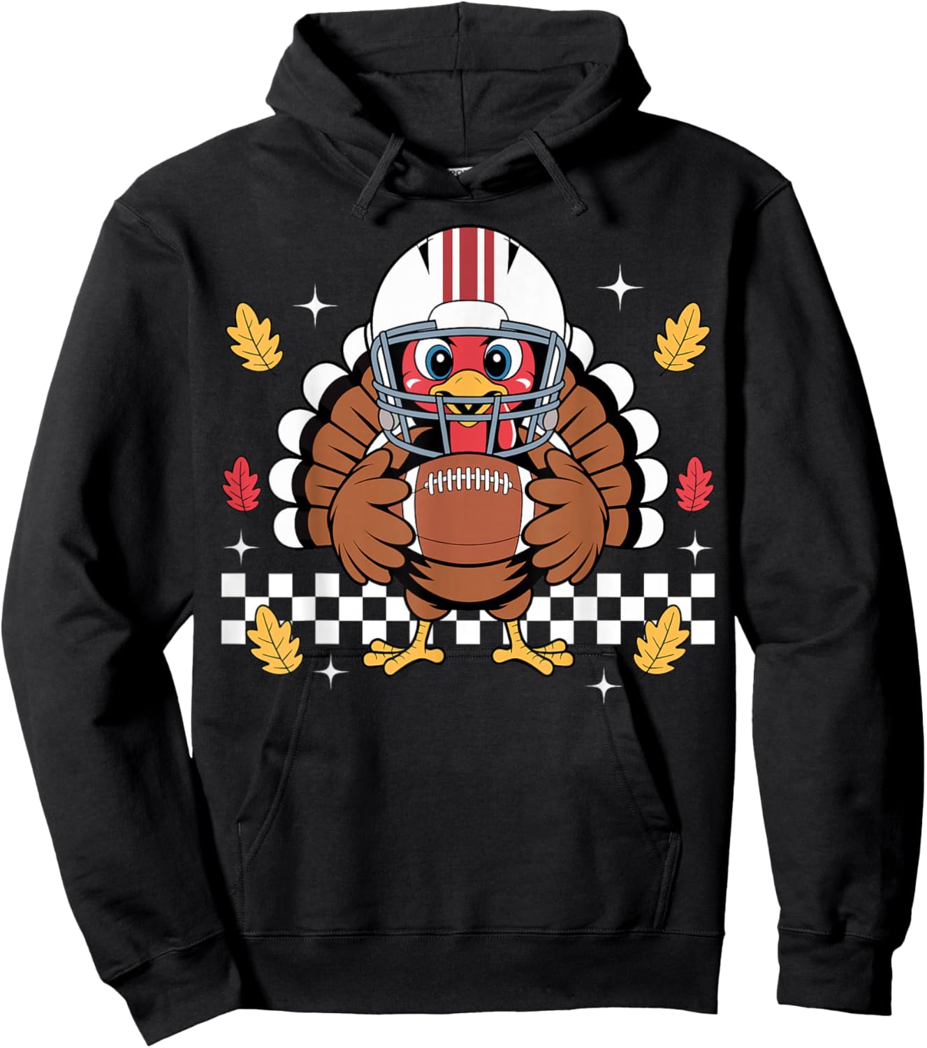 Retro Thanksgiving Turkey Football Toddler Boys Kids Hoodie - Hoodie | Black