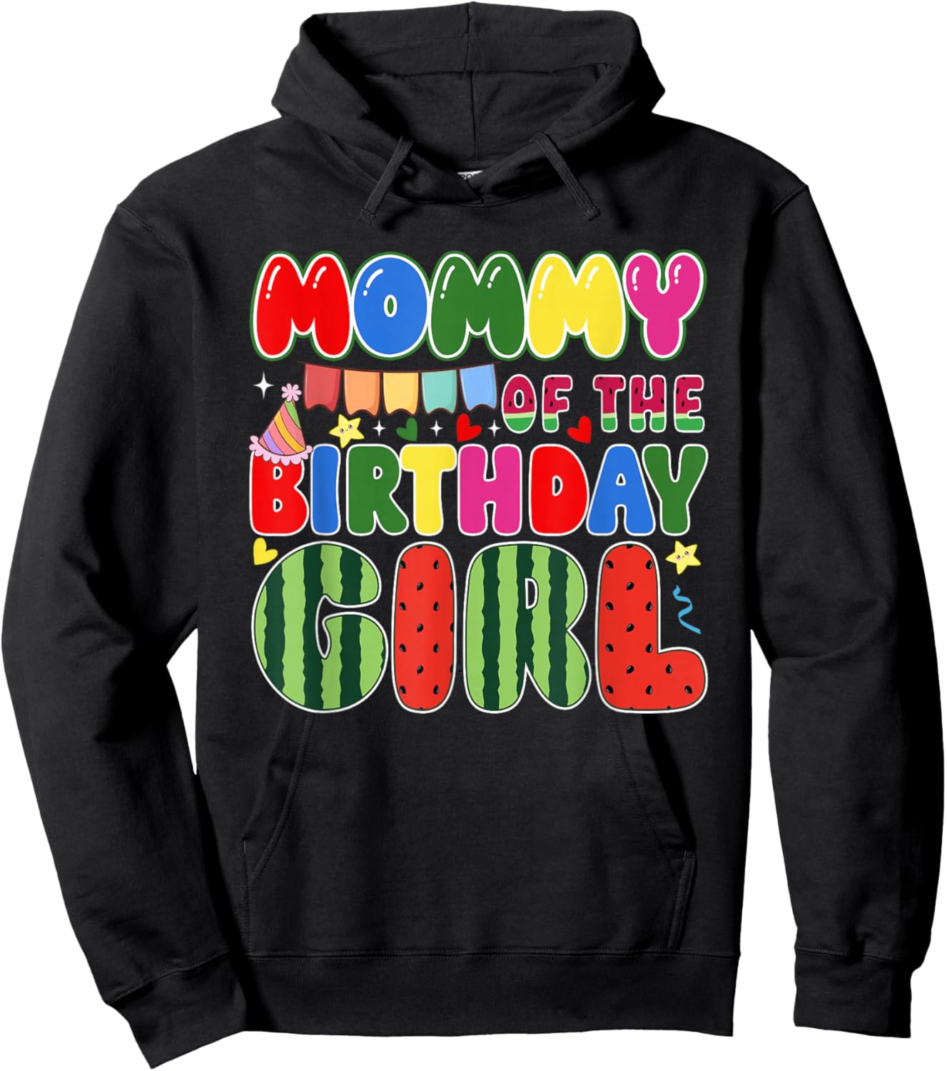 Mommy of The Birthday Girl Melon Family Matching Funny Hoodie - Hoodie | Black