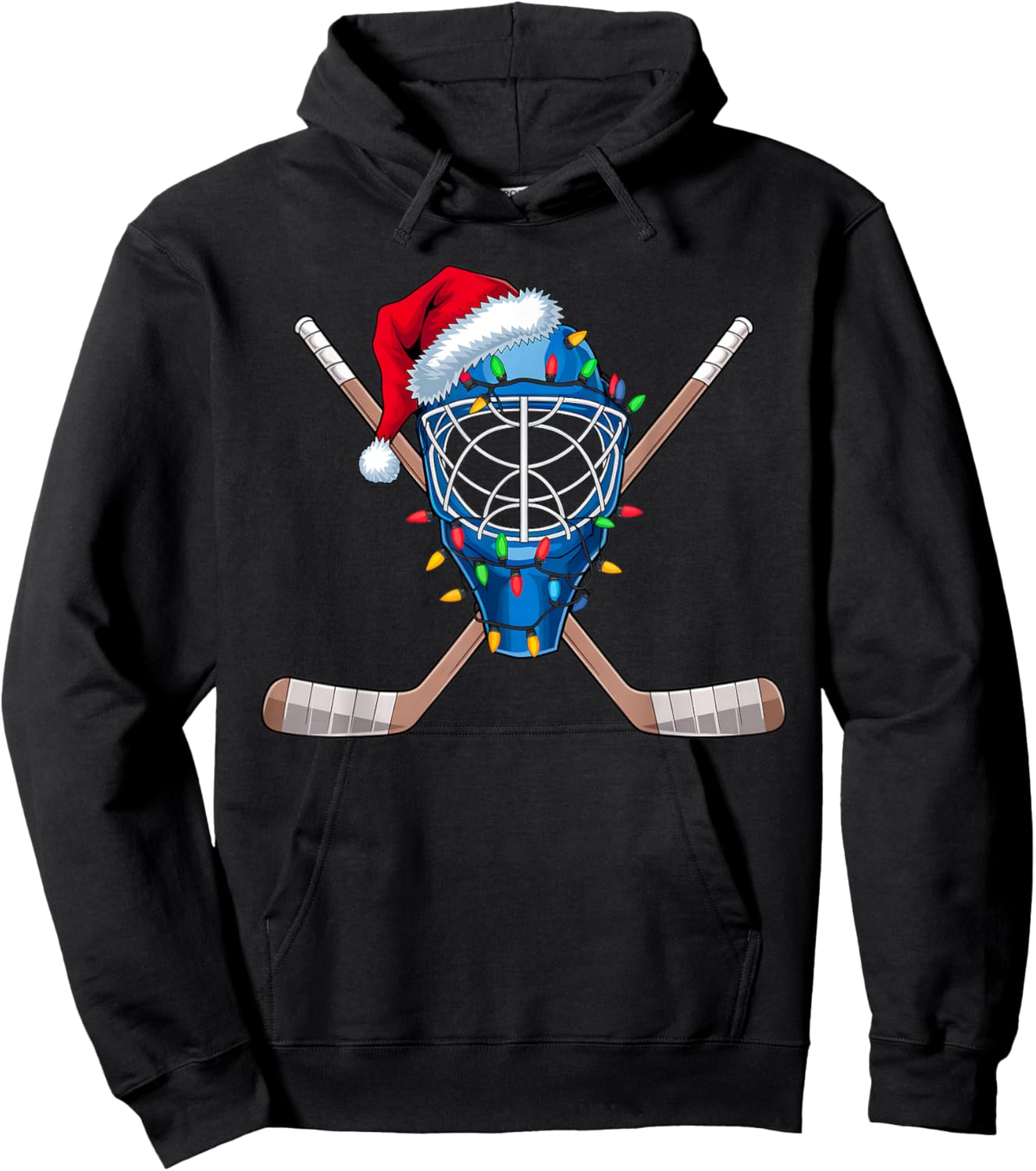 Christmas Ice Hockey Player Santa Sport Hockey Goalie Xmas Hoodie - Hoodie | Black