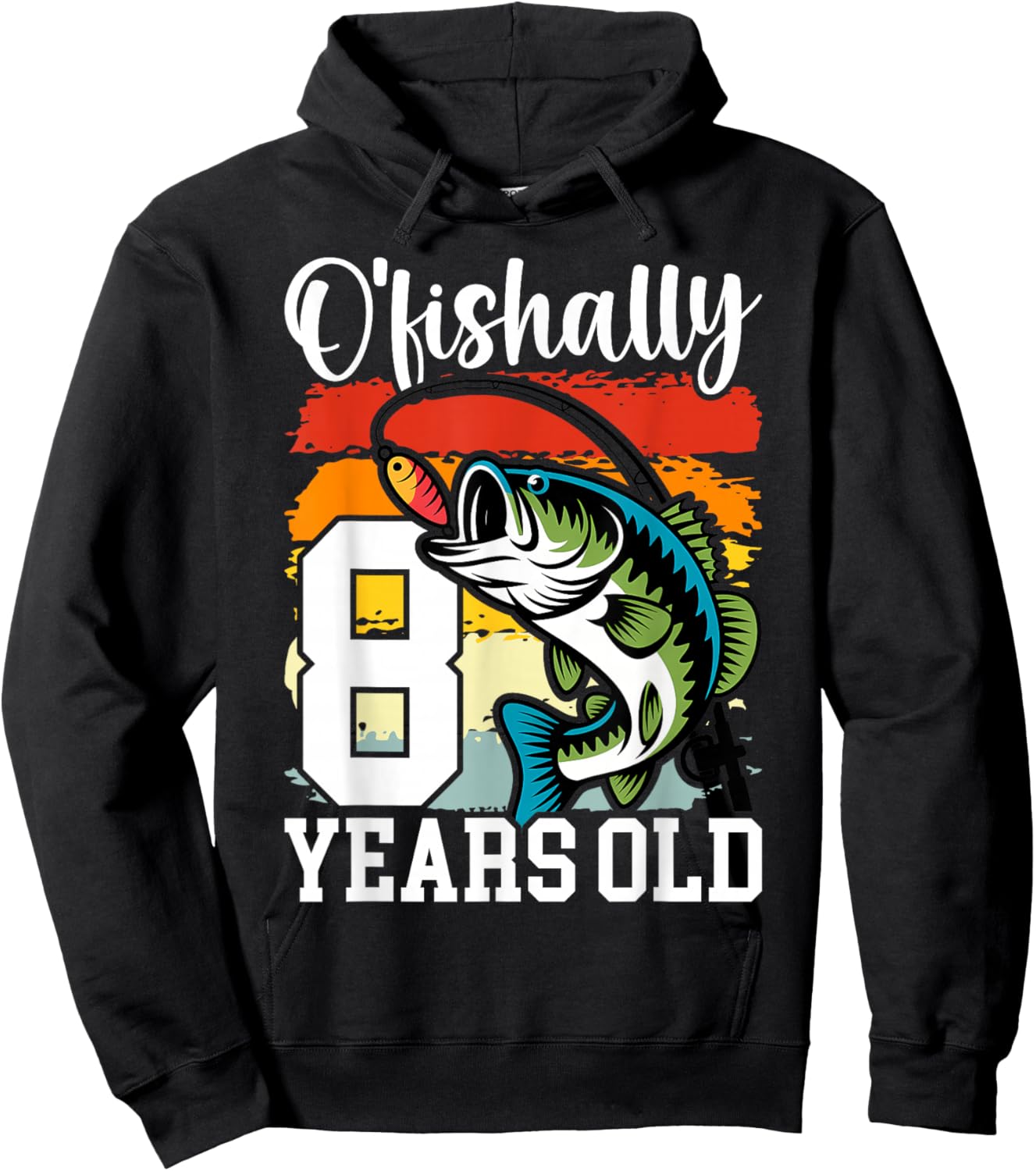 Ofishally 8 Years Old Fisherman 8th Birthday Fishing Hoodie - Hoodie | Black