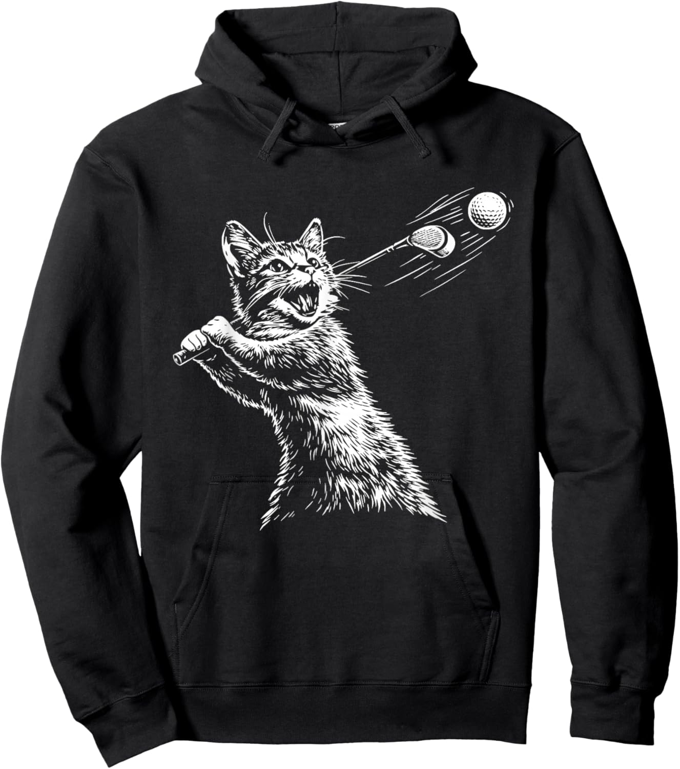 Funny Cat Golfer Golfing Golf Hoodie - Hoodie | Black