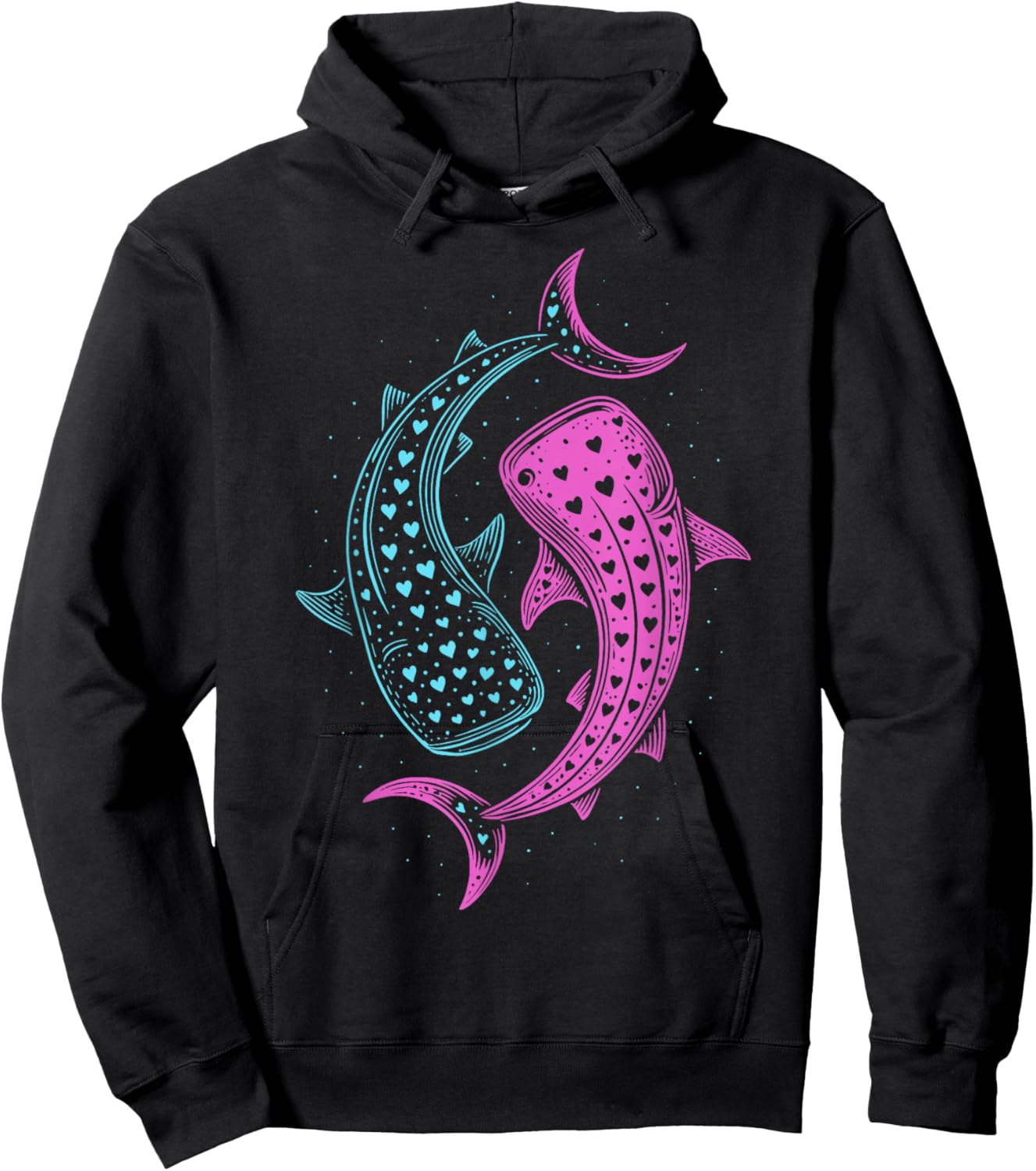 Whale Shark Yin-Yang Colorful Hoodie - Hoodie | Black