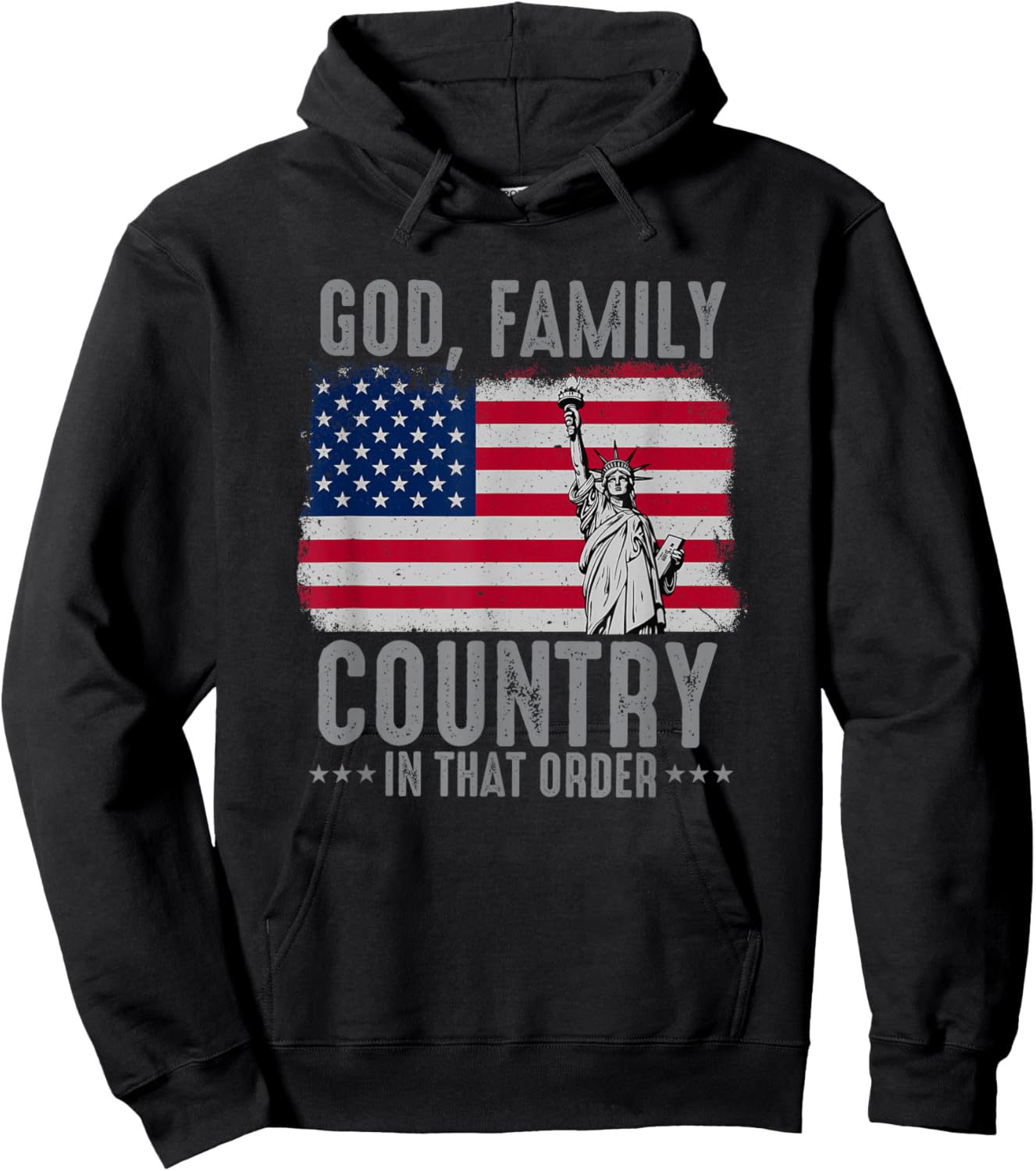 god Family Country in That Order American Flag Patriot USA Hoodie - Hoodie | Black