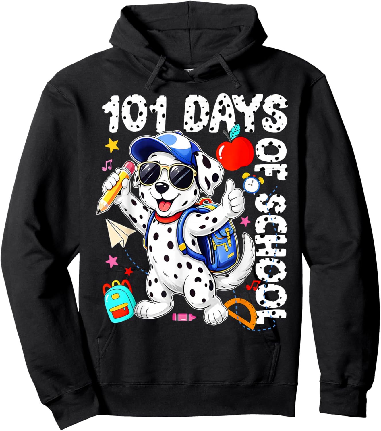 100 Days of School Dalmatian Dog Boys Kids 100 Day Smarter Hoodie - Hoodie | Black