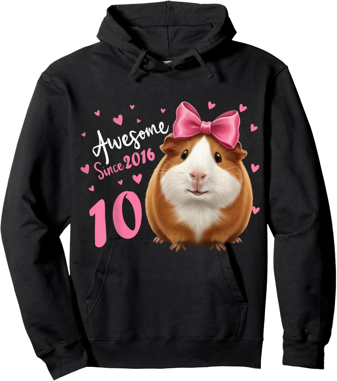 Girls 10 Years Old Guinea Pig Birthday for Girls 10th Bday Hoodie - Hoodie | Black