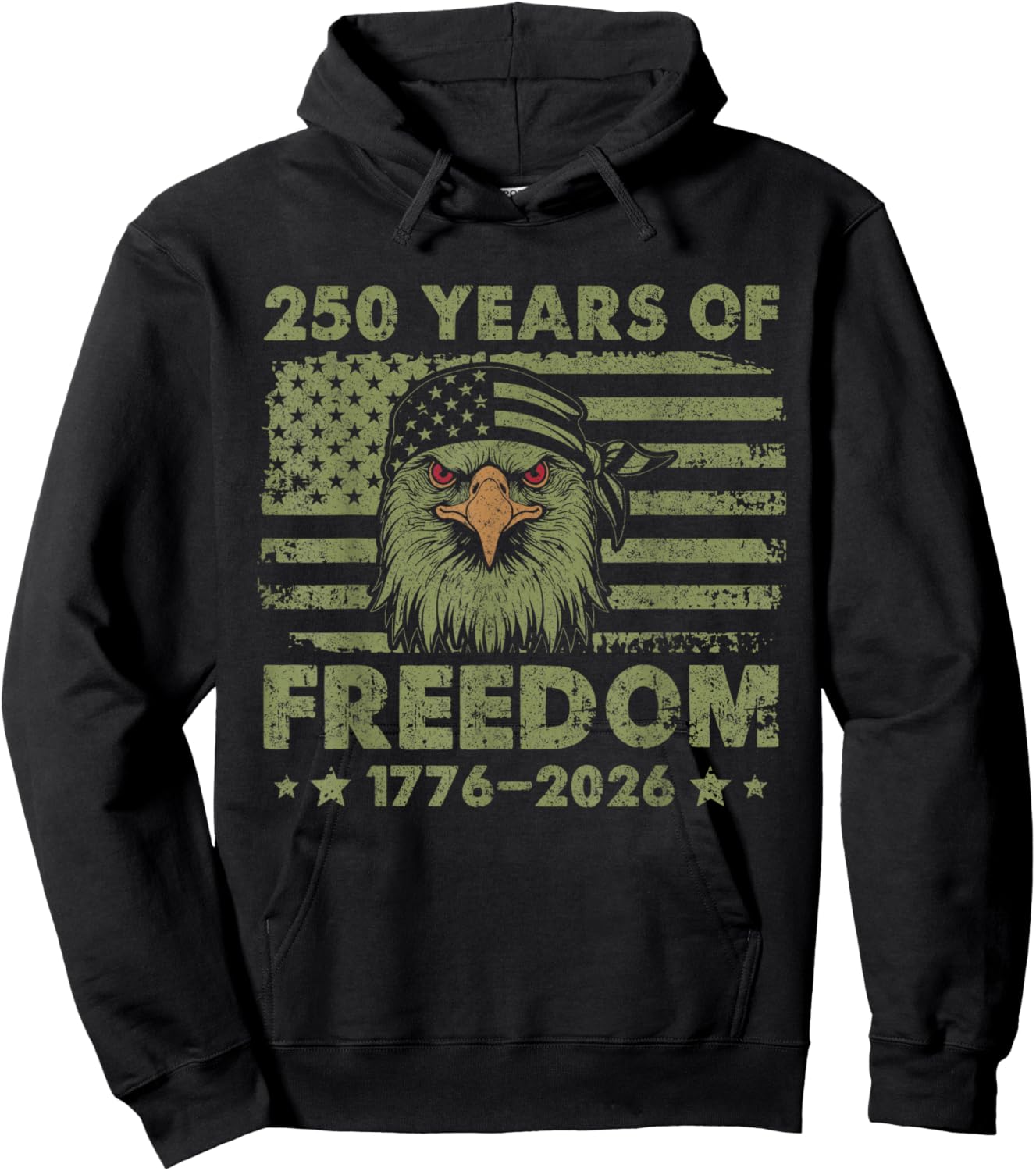 250 Years 1776-2026 250th Birthday Eagle Liberty Hoodie - Hoodie | Black