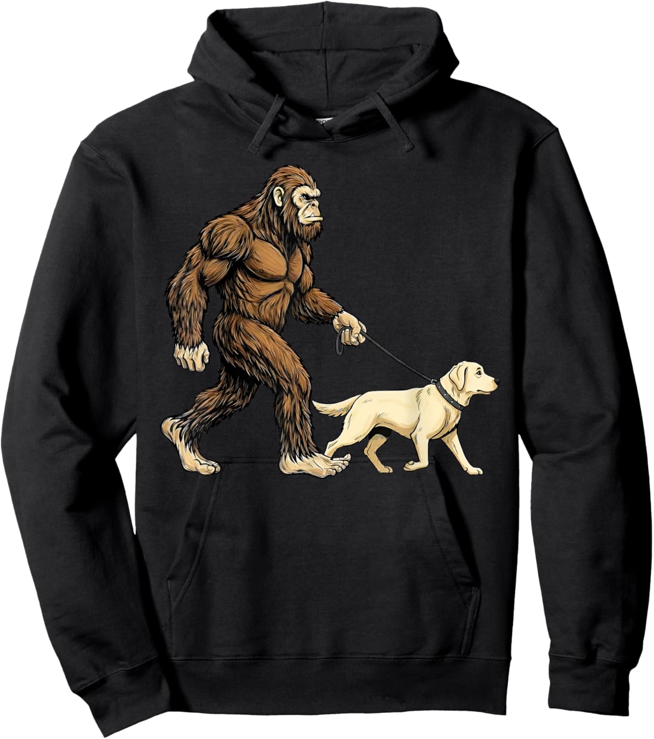 Bigfoot Walking Labrador Retriever Dog Funny Sasquatch Hoodie - Hoodie | Black
