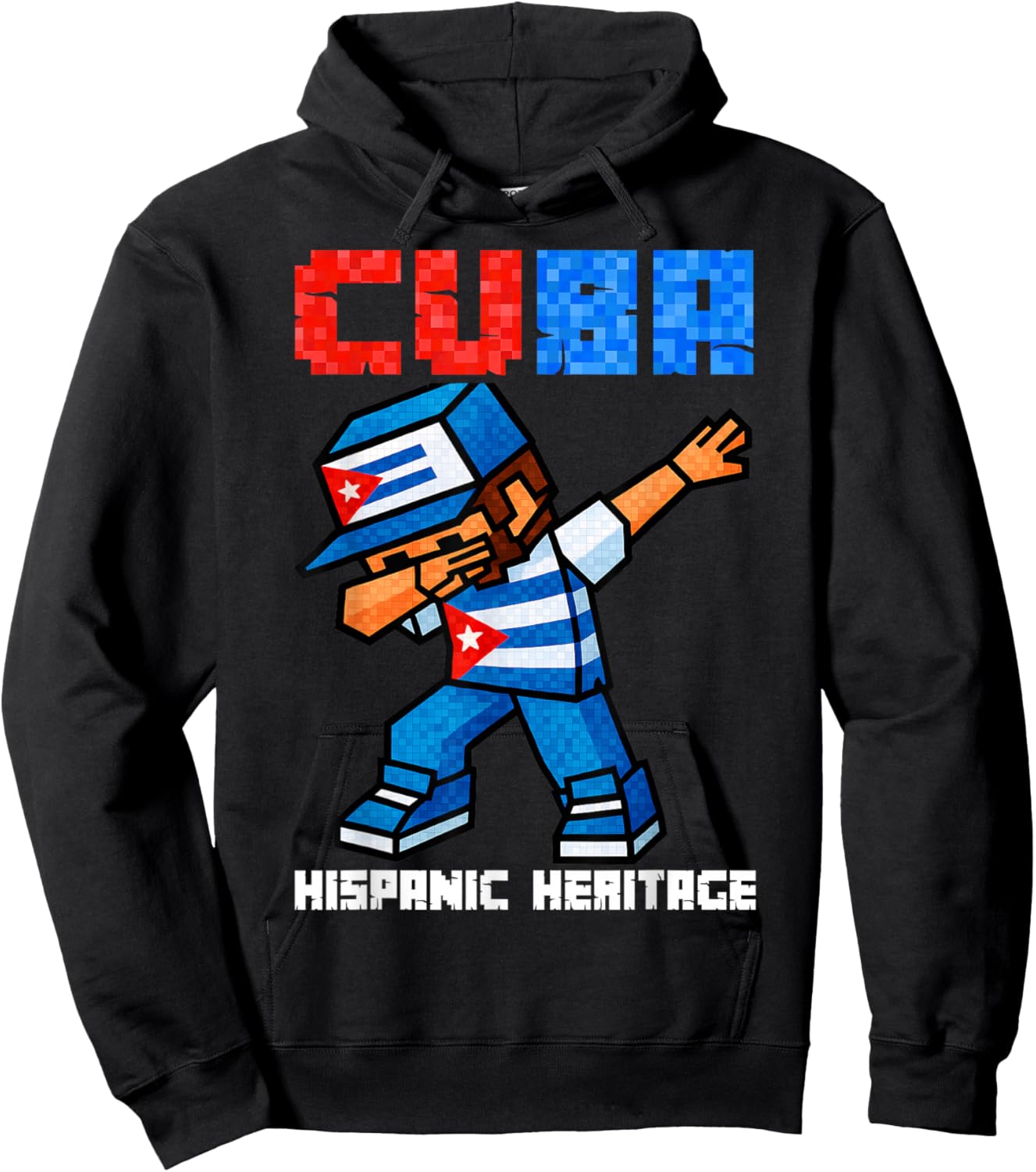 Cuba Dabbing Boys Game Pixel Hispanic Heritage Cuban Kids Hoodie - Hoodie | Black